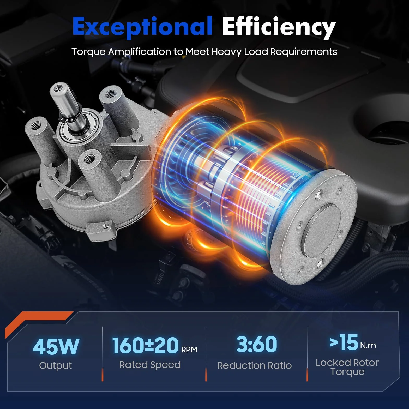 Motore DC, motoriduttore ad alta coppia e basso livello di rumorosità, velocità nominale 160±20 RPM, trasmissione fino a 3:60, 24 V