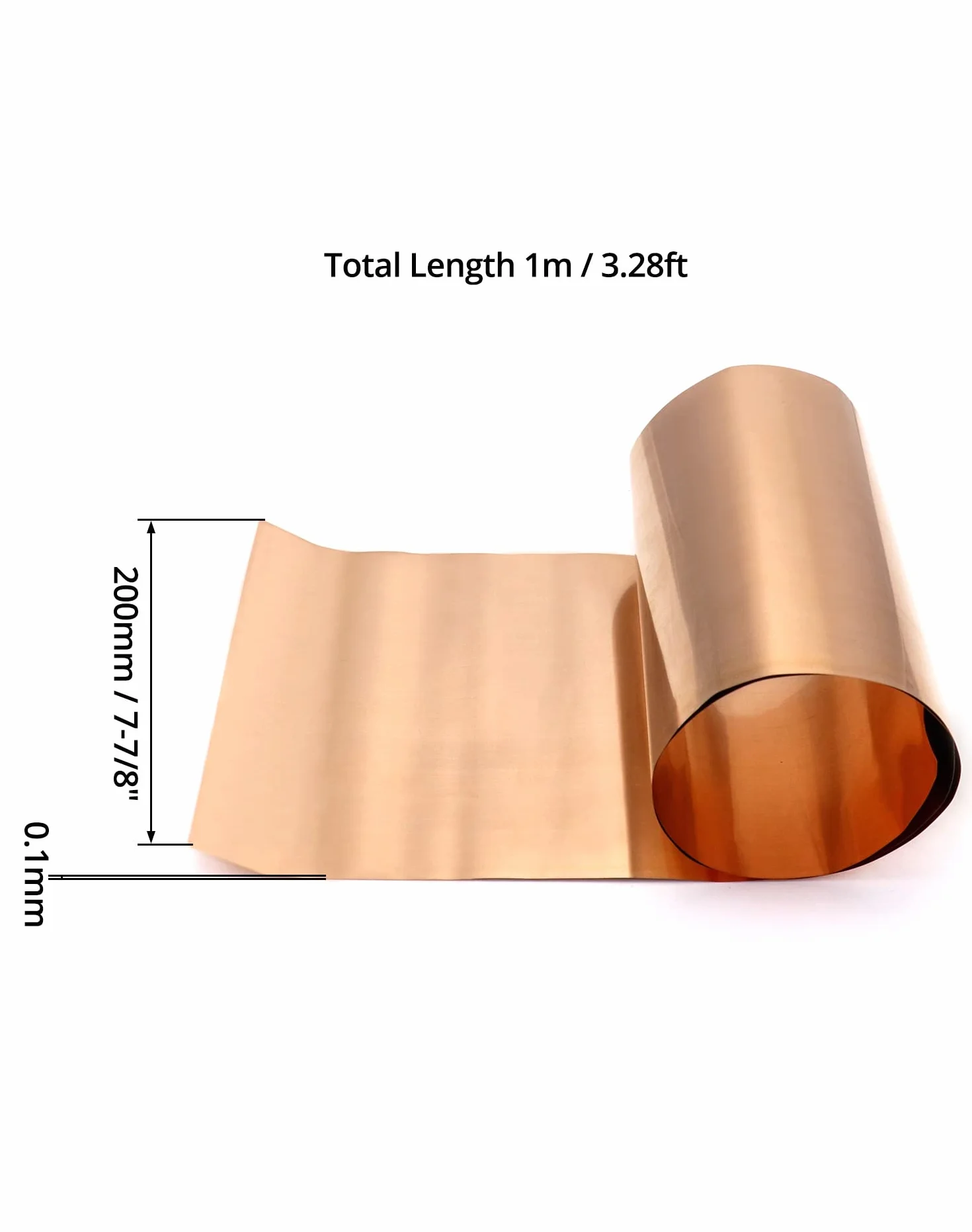 QWORK Rotolo di Fogli di Rame da 0,1 mm, Lamiera di Rame Puro 99,9% - 0,1mm x 20cm x 1M