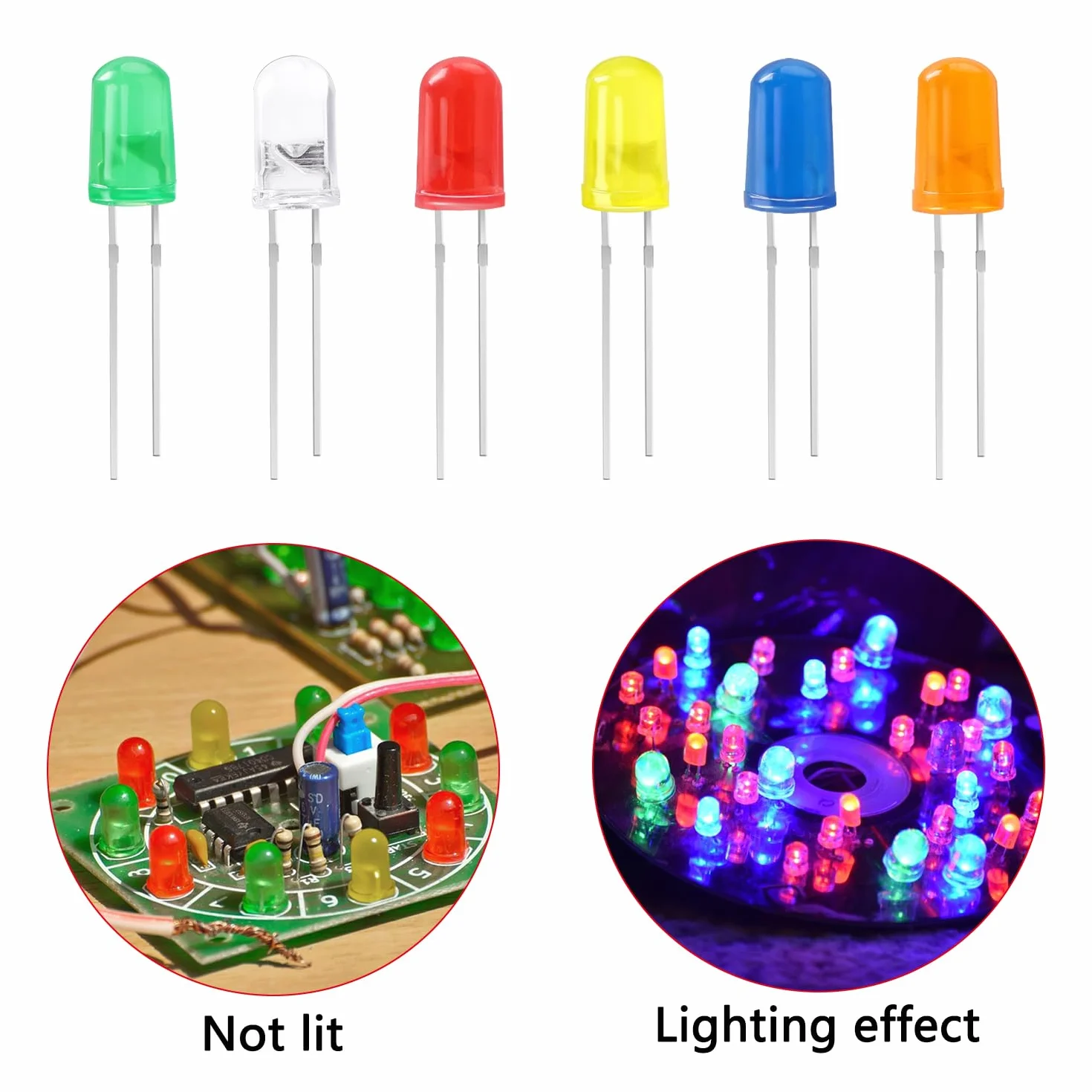 YIXISI 100 Pezzi 5mm LED Diodo Emettitore di Luce Blu, Testa Rotonda 2 Pin