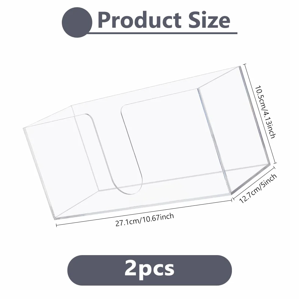 DICOSMETIC 2 dispenser di asciugamani di carta da banco in acrilico trasparente, 26 x 12 x 10,5 x 10,4 cm, portatovaglioli a tre pieghe per bagno e cucina piegati a Z