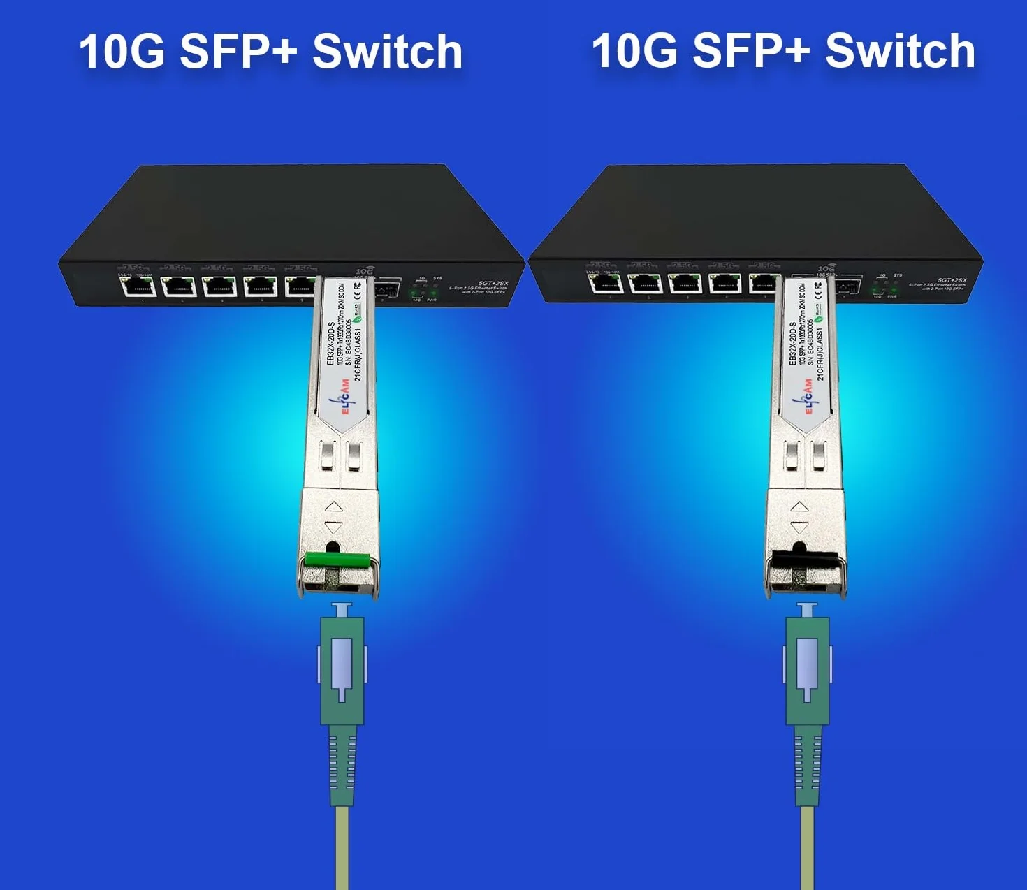Elfcam 10Gbps SFP+ BIDI Transceiver Module SC Simplex Single Mode 20KM DDM Compatible Cisco Mikrotik D-Link