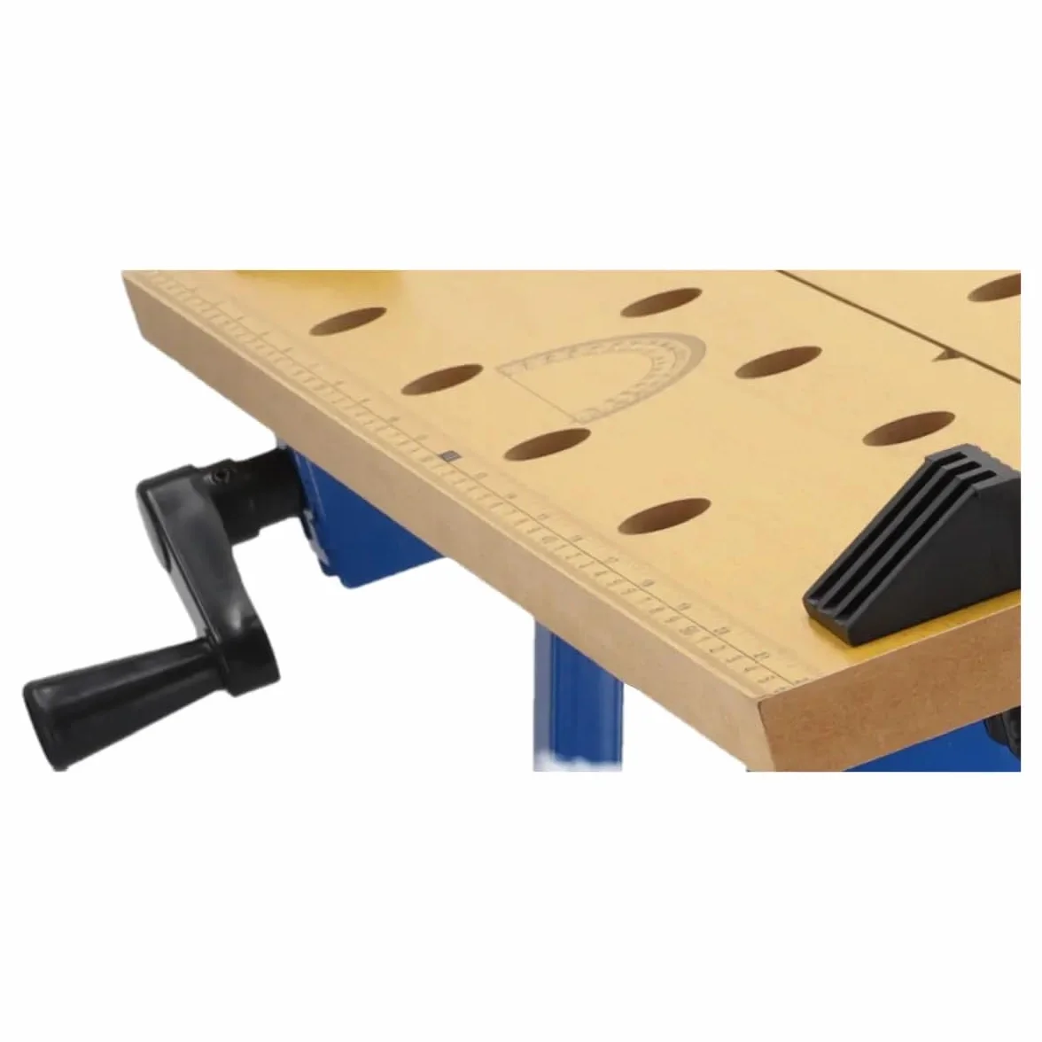 Banco da lavoro Dedra, portata max. 100 kg, grande superficie di lavoro stampata, scala e indicazioni angolari, pieghevole, versatile, regolabile, banco da lavoro con ganasce, tavolo da lavoro