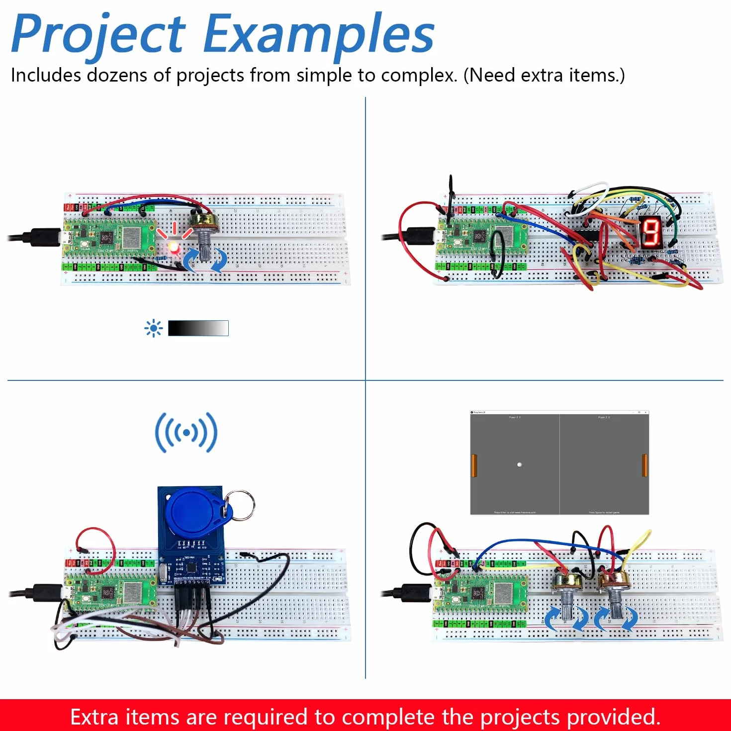 Freenove Raspberry Pi Pico W Board Pre-Soldered Header, Dual-core Arm Cortex-M0+ Microcontroller