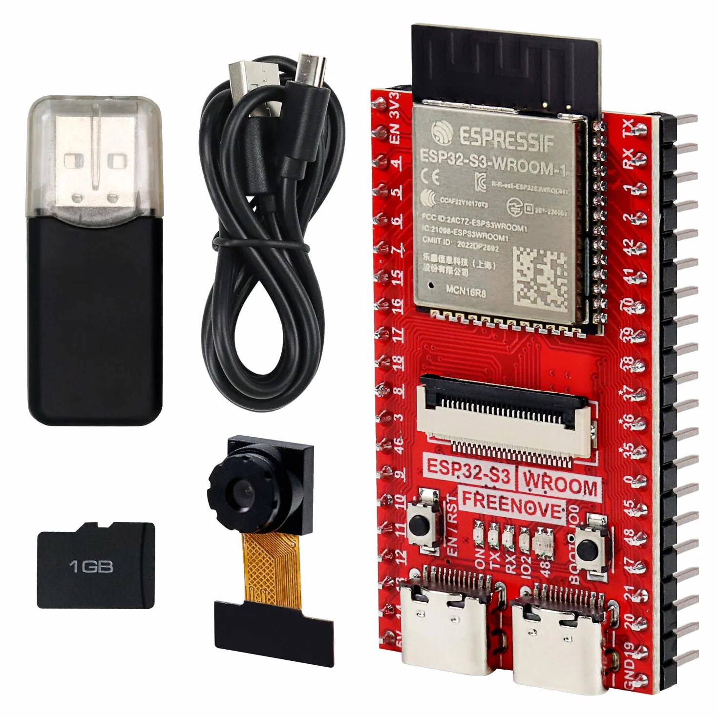 Freenove ESP32-S3 CAM Board 16 MB Flash Dual-core 240 MHz Microcontroller Wireless