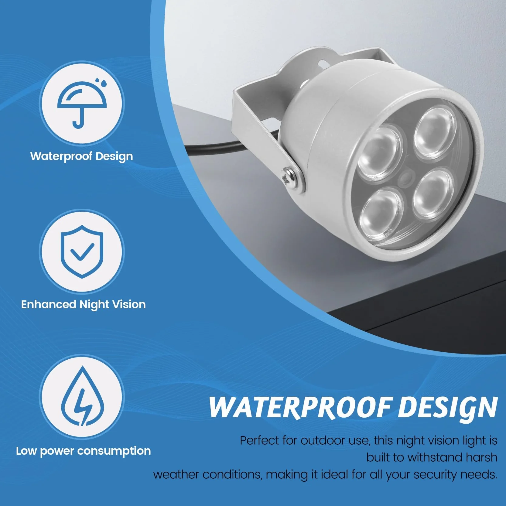 LED Infrarossi Impermeabile Visione Notturna Illuminatore IR Telecamera Sicurezza 12 V DC