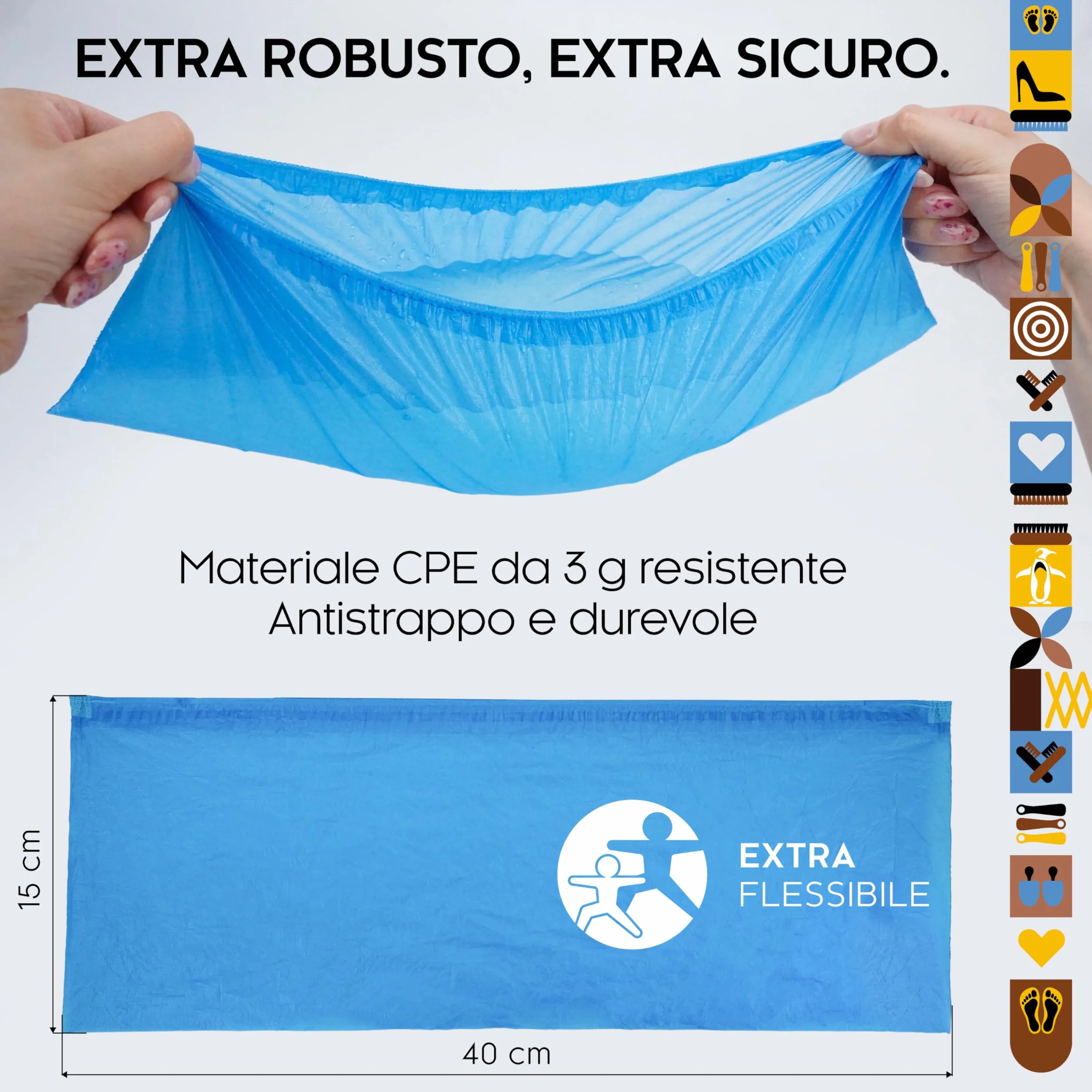 biped Copriscarpe monouso 100 pezzi – Antiscivolo, impermeabili, senza lattice – Taglia unica
