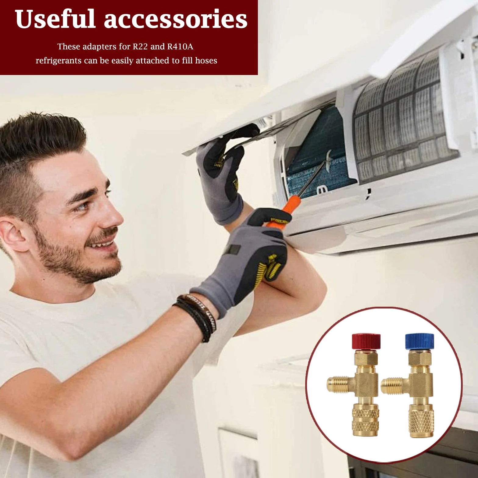 2 Pezzi Adattatori di Riempimento Refrigerante R410A e R22 con Valvola di Sicurezza e Attacco Rapido, Valvola di Sicurezza Condizionatore, Accessori per Aria Condizionata Facili da Usare e Affidabili