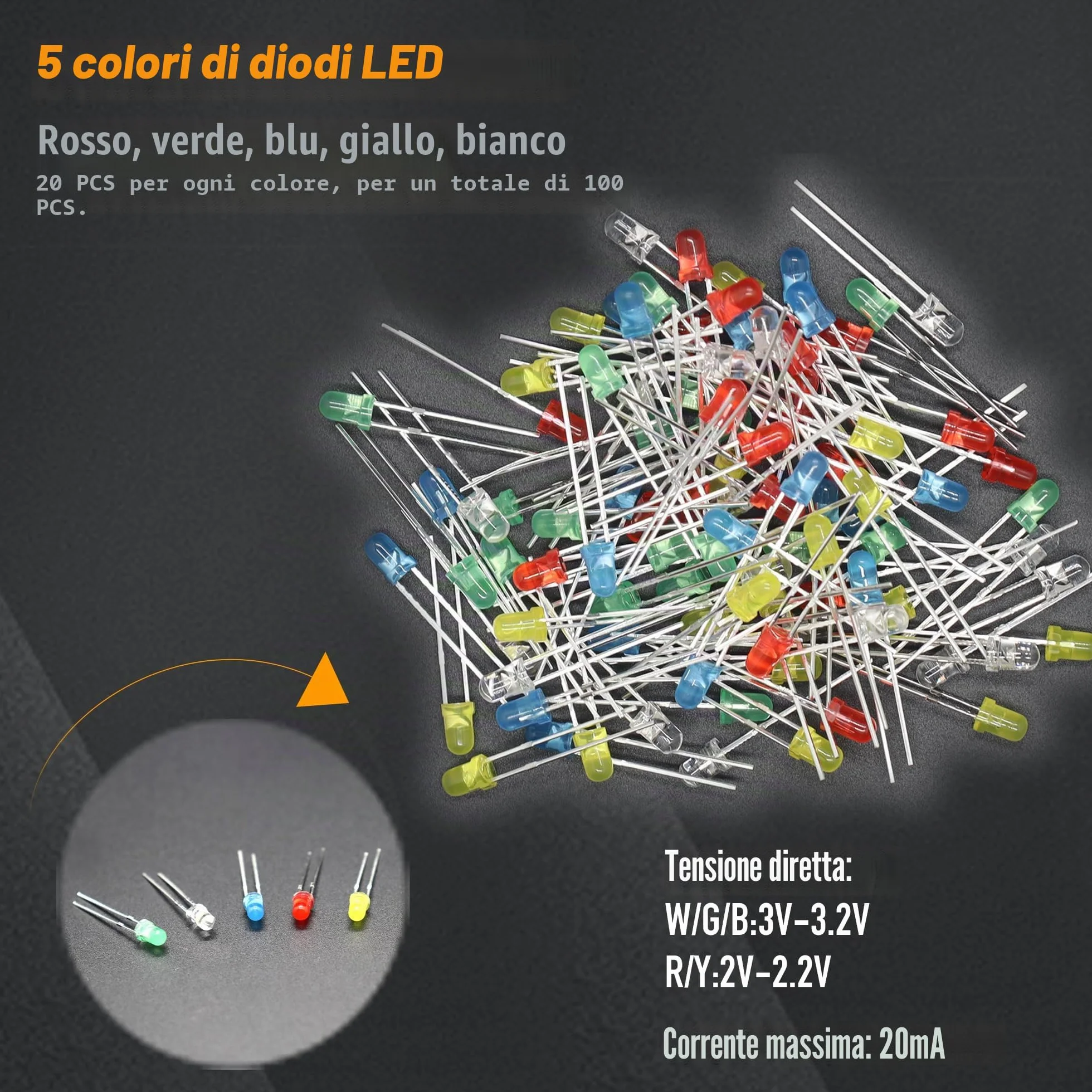 DIYoung 1390 PZ Kit di Componenti Elettronici, LED, Resistenze, Condensatori, Transistor