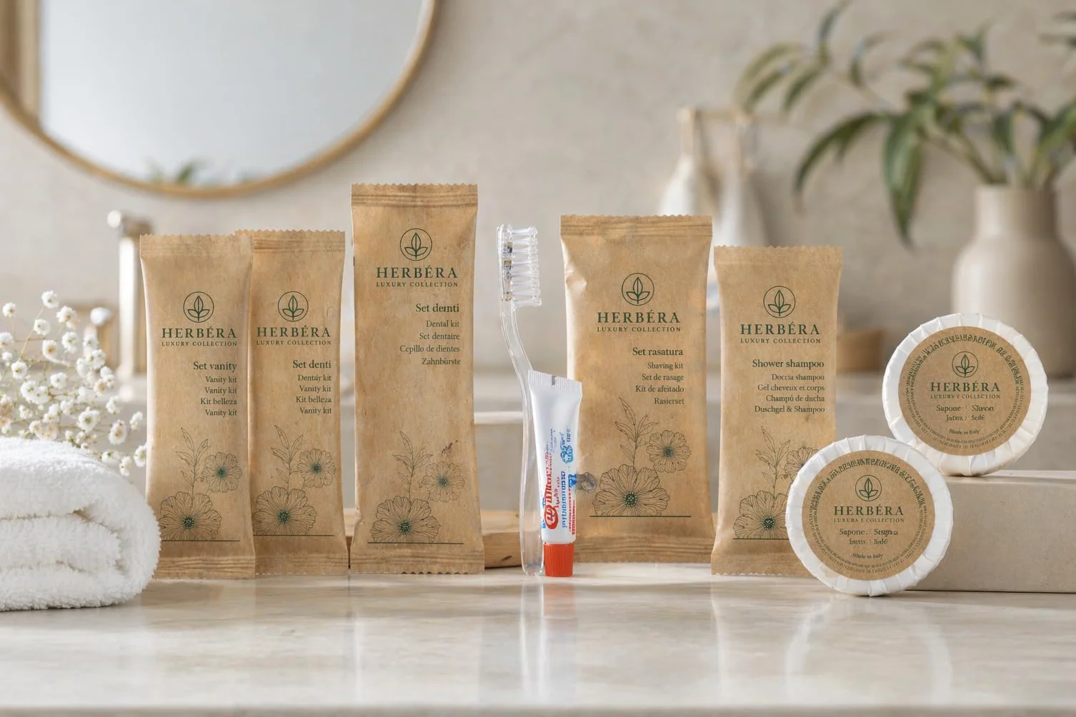 Saponetta profumata flow pack 10g 600 szt. Confezione Hotel HERBERA Natura carta Bio