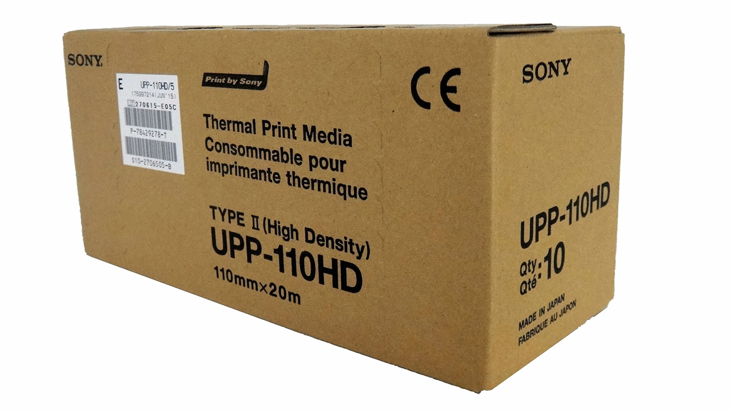 Sony UPP-110HD A6 ad alta densità videografica termica in rotoli di carta da stampa in bianco e nero per stampanti mediche ad ultrasuoni Sony - (1 x scatola da 10 rotoli)