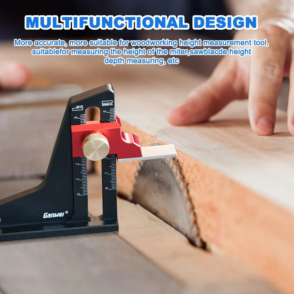 Misuratore di Altezza in Lega di Alluminio 0-50 mm Righello per Misurazione Profondità Lavorazione Legno Mitra