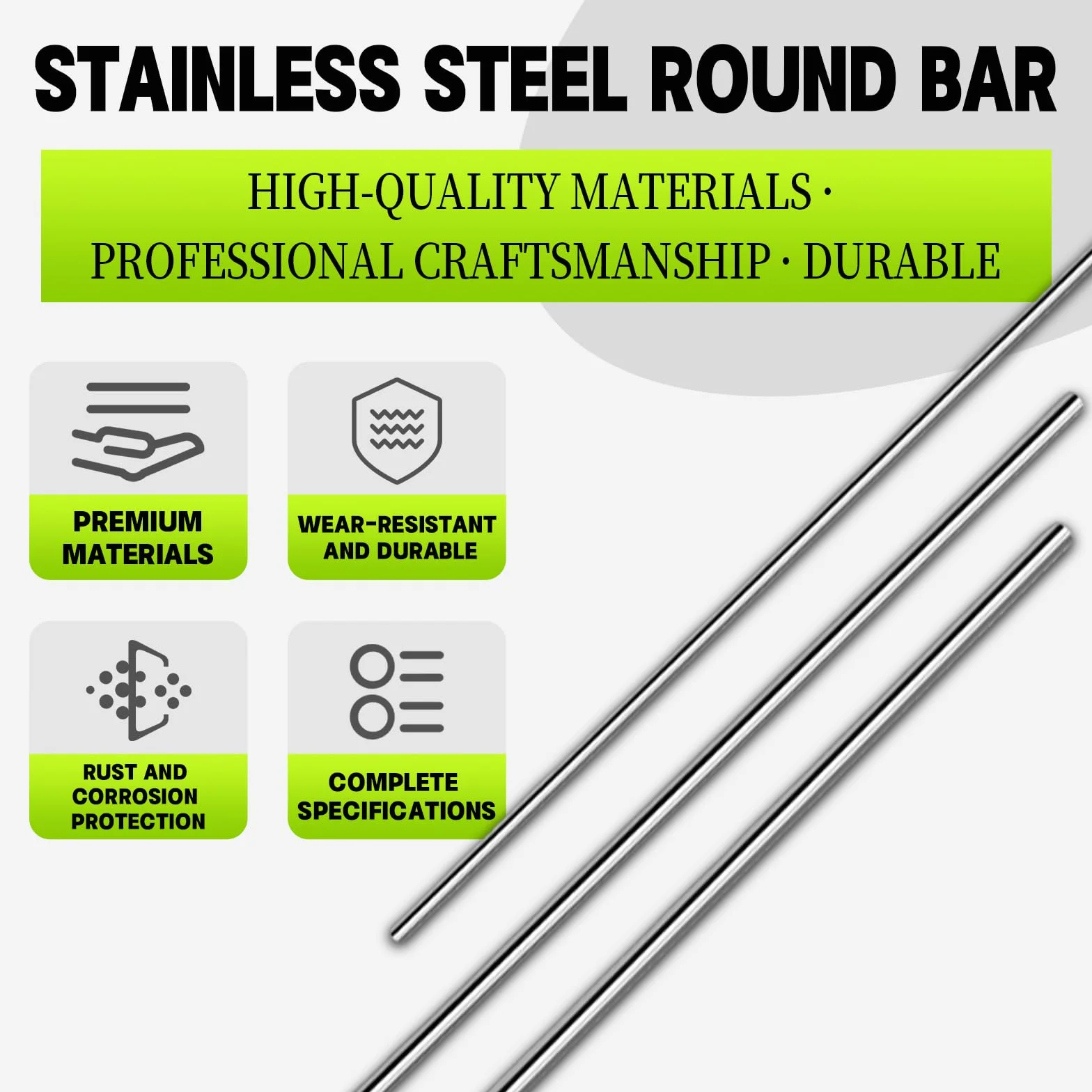 Aste Rotonde in Acciaio Inox 5 mm x 300 mm Barra Metallica Tonda 6 Pezzi