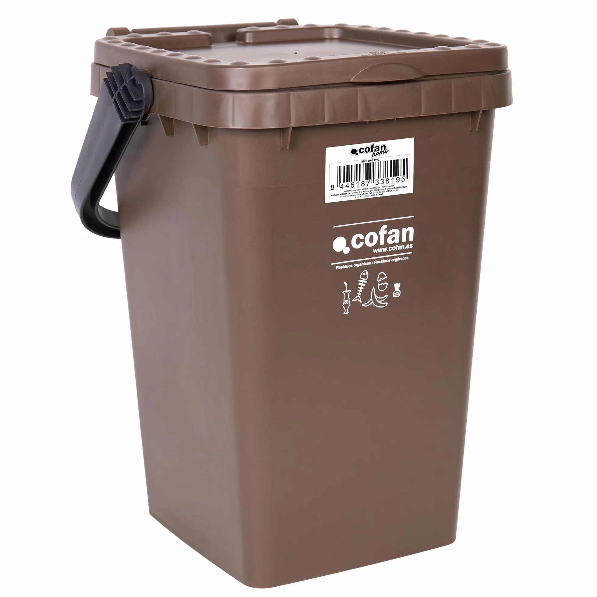Cofan Contenitore marrone 25L per rifiuti organici Modello Ravioli