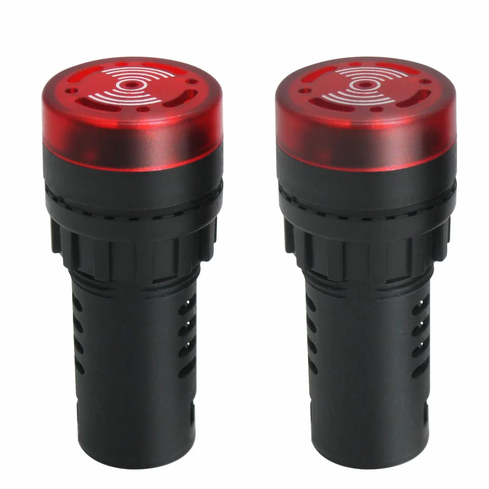 mxuteuk 2 pezzi 22mm AC/DC 24V LED rosso cicalino lampeggiante indicatore di avvertimento AD16-22SM-RR24V