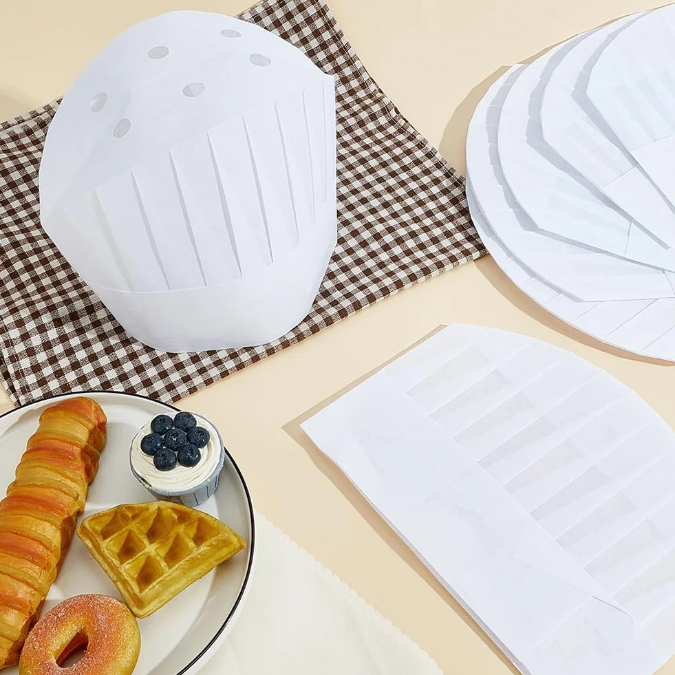 Cappelli da cuoco in tessuto non tessuto bianco 20x29 cm per cucina catering ristoranti