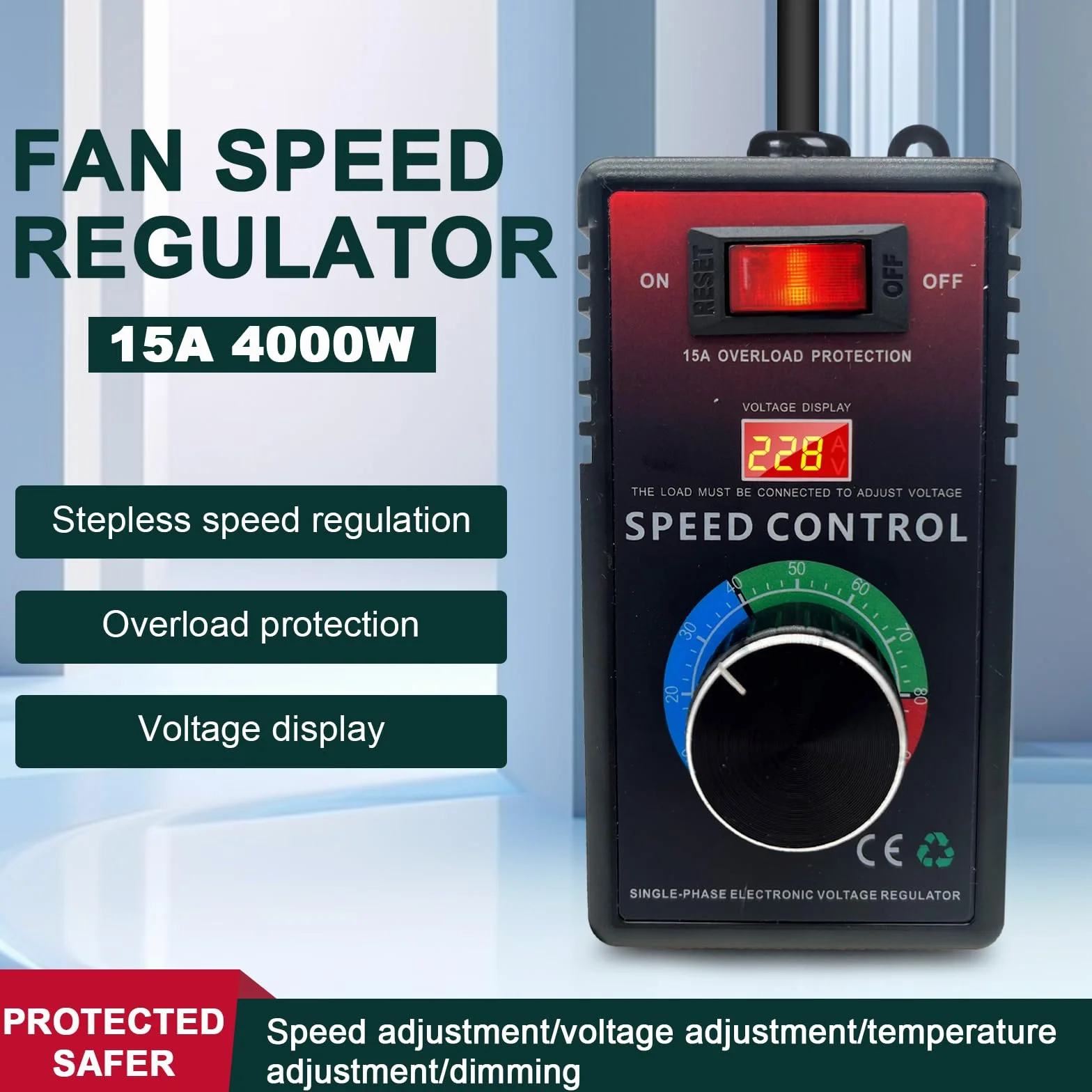 Regolatore di Tensione,220V Regolatore di Tensione Temperatura Motore Fan Speed Controller Regolatore di Velocità del Motore Dimmer 10A Per Mediante Smerigliatrice Angolare