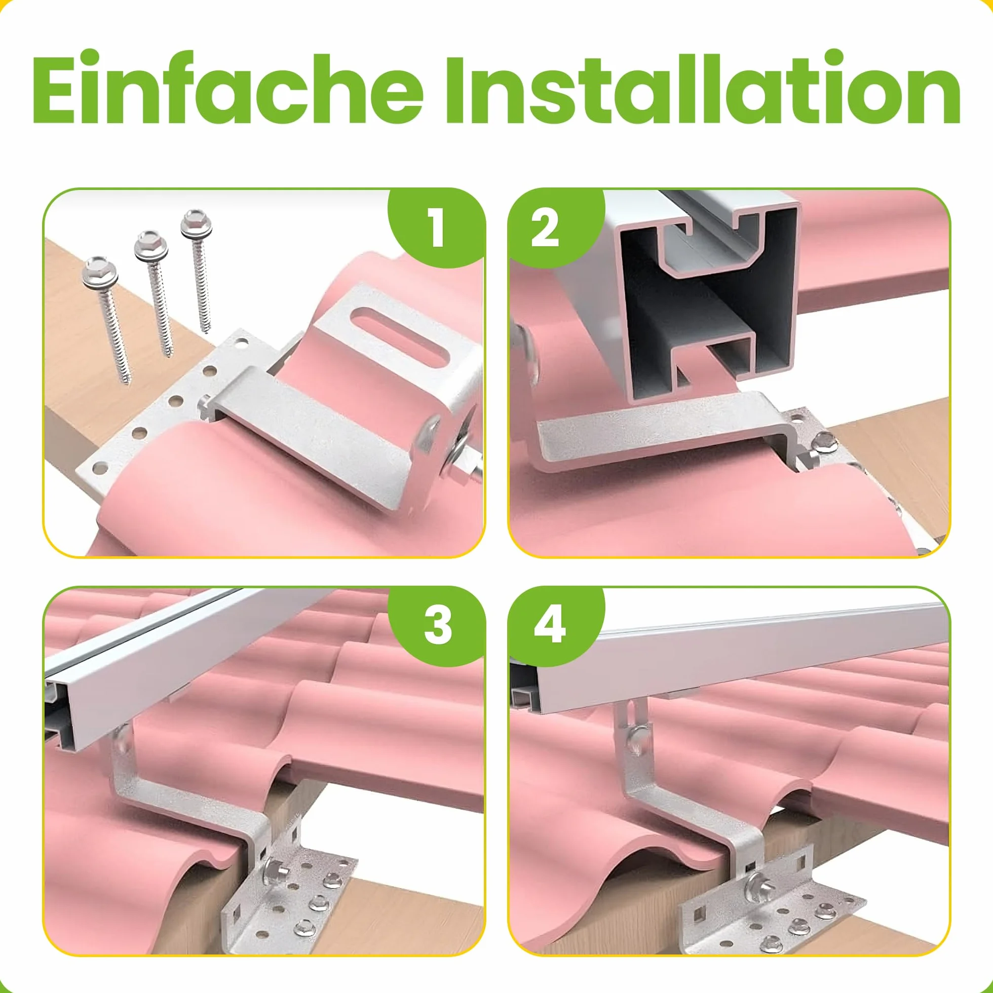 Offgridtec Gancio da tetto inox regolabile 3 direzioni acciaio 5 mm 45–60 mm per tegole scandole alluminio 4x4