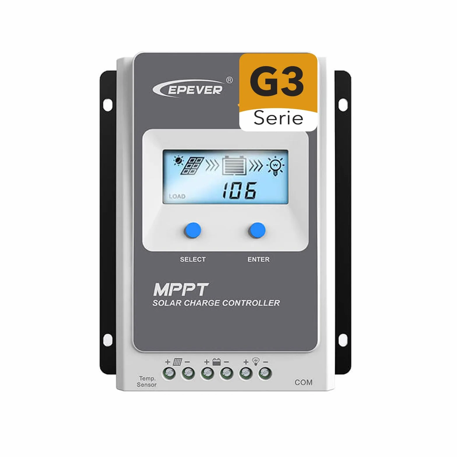 EPEVER® MPPT Tracer-AN G3 – Tracer3210AN G3 Regolatore di Carica Solare, 30A, 12/24VDC auto work, PV 100V, LCD Display, Messa a terra negativa comune
