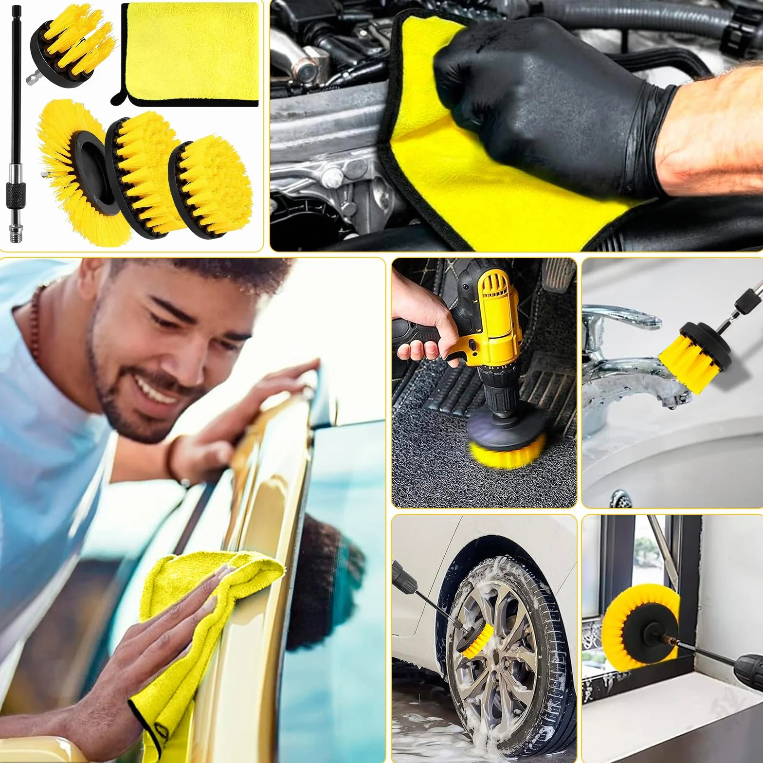 10 Pezzi Spazzola per Trapano, Spazzola per la Pulizia del Trapano Elettrico, Spazzola per la Pulizia Delle Ruote, Set Spazzole per Pulizia adatto per Cucina, Auto, Bagno, Piastrelle, Bicchiere