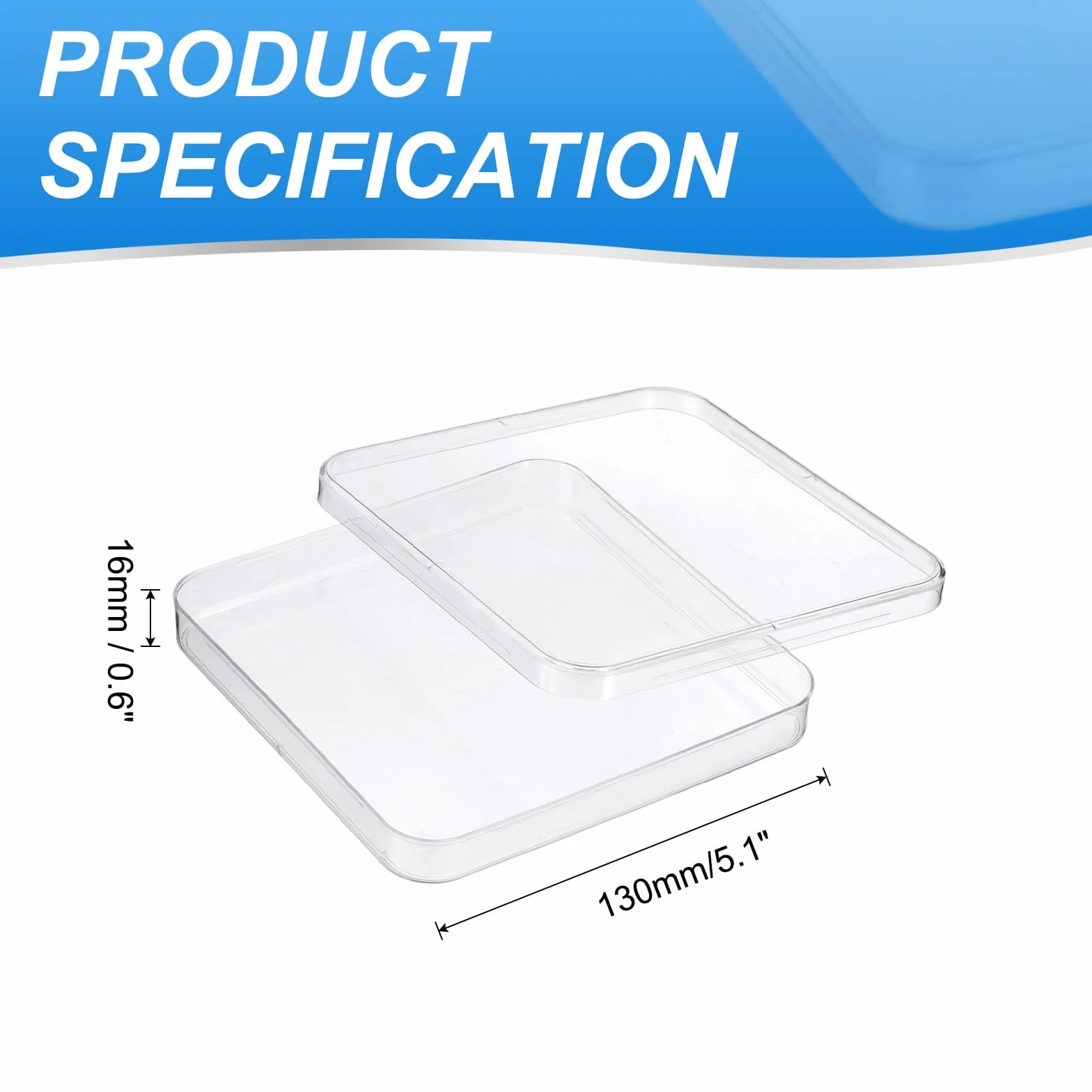 PATIKIL Piastre Petri In Plastica Da 13 cm/5.1 Pollici Con Coperchio, Piastra Quadrata Per Colture Tessutali Per Esperimenti Scientifici In Laboratorio, Trasparente