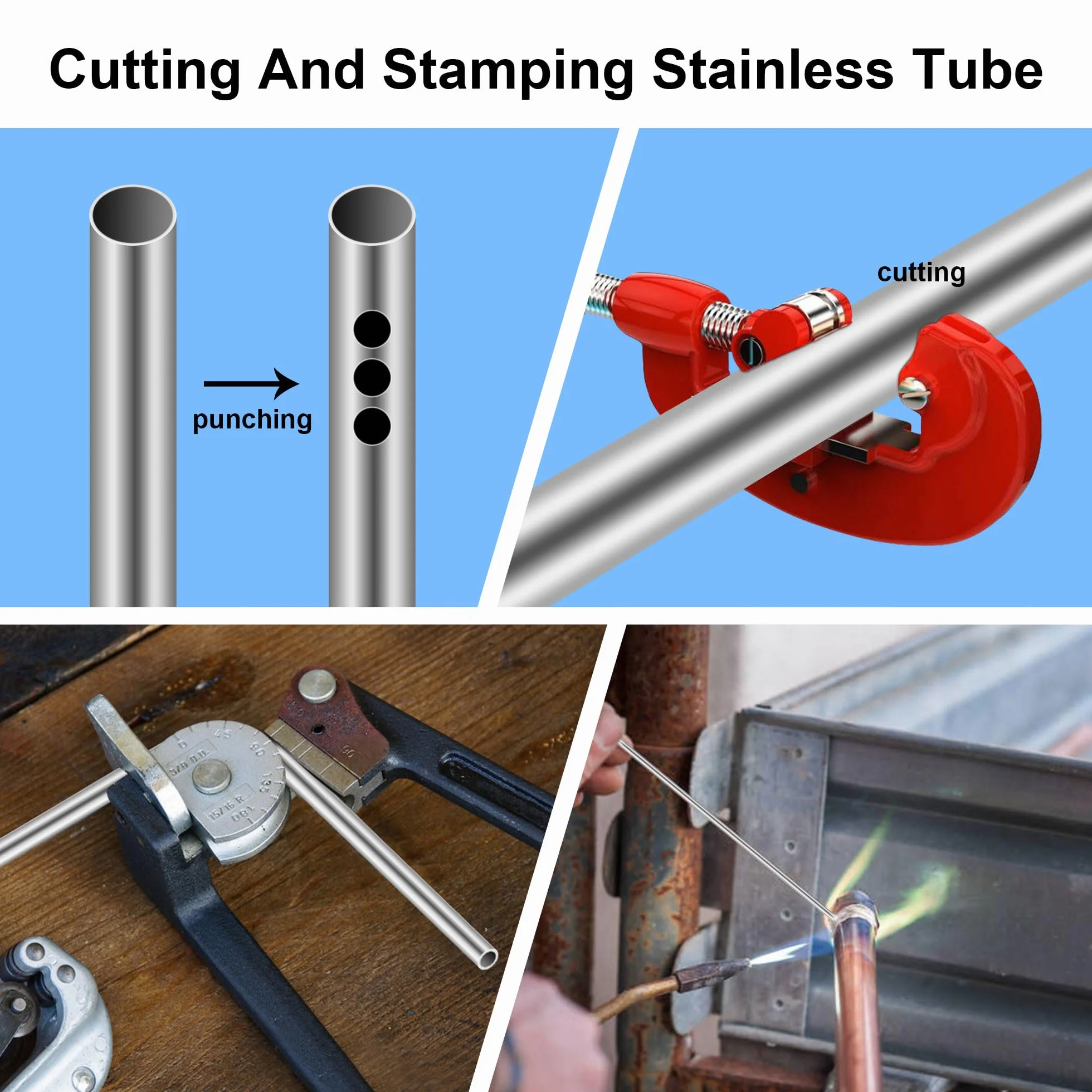 Tubo in acciaio inossidabile 304, diametro esterno 4 mm x spessore 1,0 mm, lunghezza 300 mm, 4 pezzi