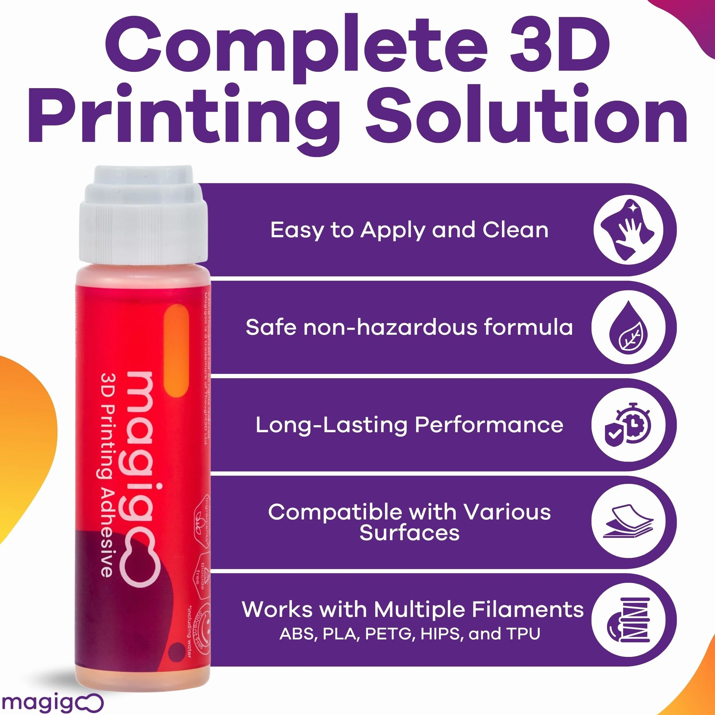 Magigoo, adesivo per stampa 3D all-in-one, 1.75 mm, 85 g, 1 unità, MO2016, Incolore, Termoplastica