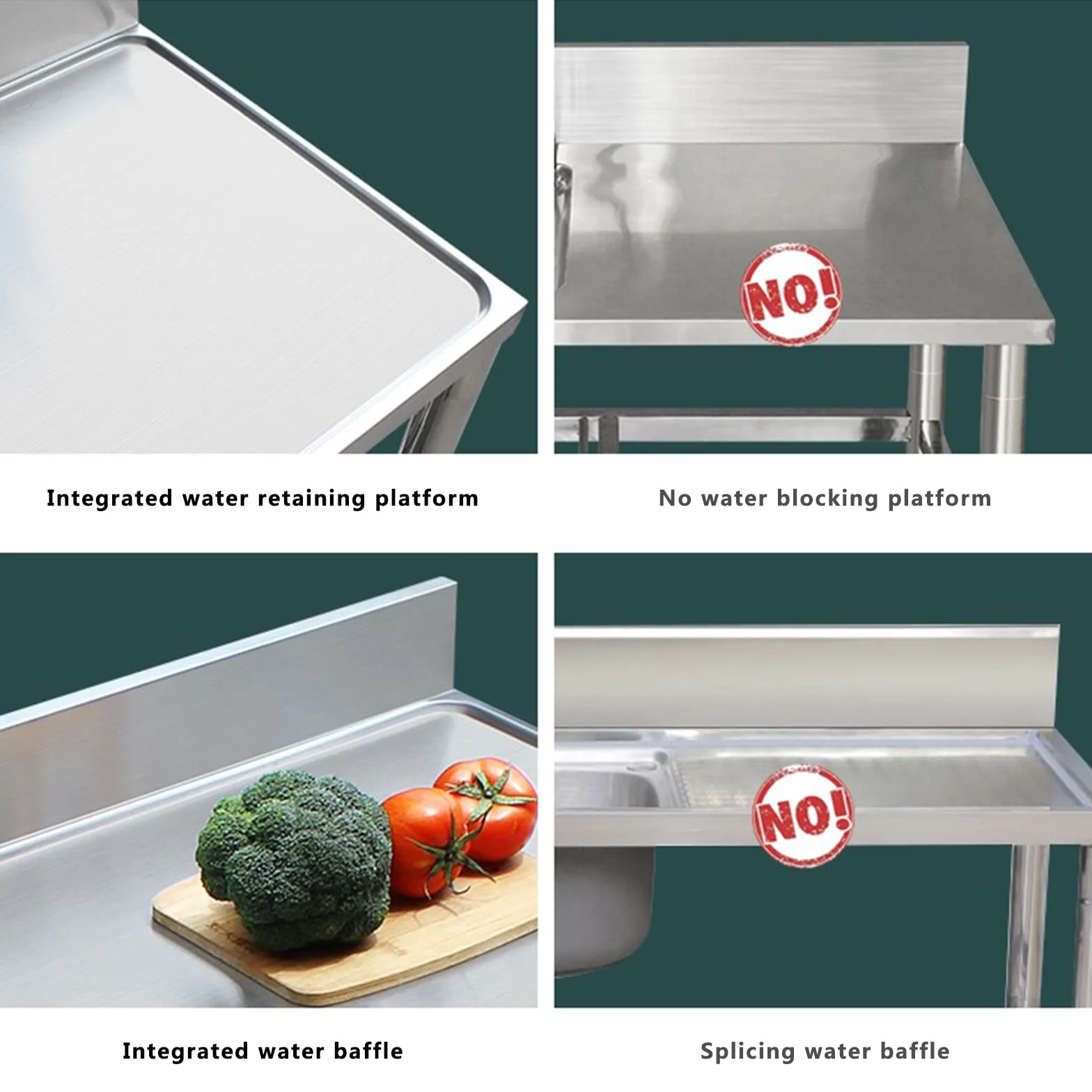 Lavandino a una vasca in acciaio inox, lavello di servizio a libera installazione, lavello da cucina per ristoranti commerciali, con banco di lavoro e ripiani di stoccaggio(120cm/47in,右)