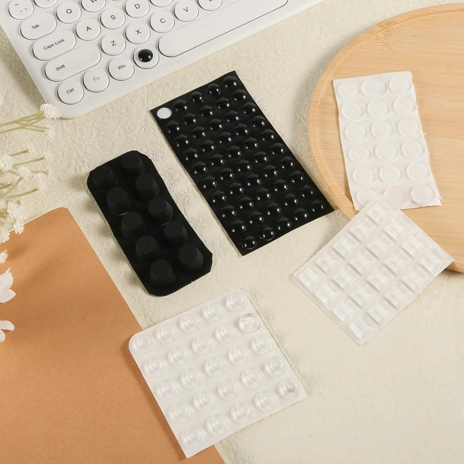 Gommini Adesivi per Ipovedenti non Vedenti Bump dots Silicone Dimensioni Miste Bianco e Nero