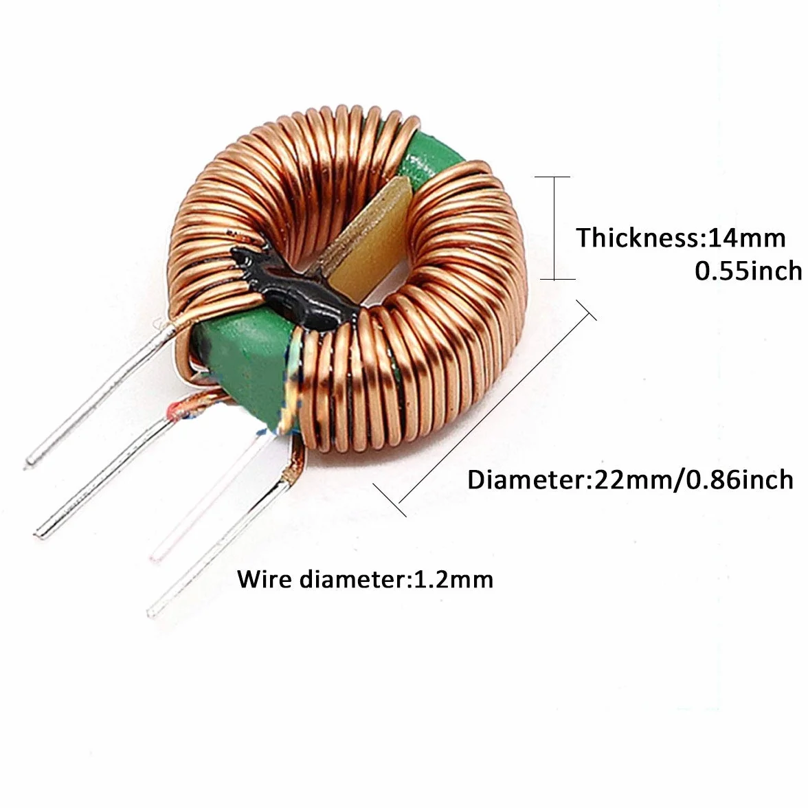 MHUI Verticale Toroide Magnetico Induttore Monolayer Filo Vento Ferita 1 Mh 2 Mh 5 Mh 10 Mh 30 Mh Bobina Induttanza (5 Pz), 1MH 15A