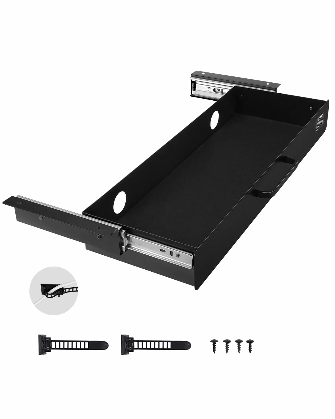 VEVOR Cassetto Estraibile Sotto Scrivania 635 x 232 x 75 mm Organizzatore Nascosto per Riporre Oggetti sulla Scrivania, Cassetto Portapenne Sotto Tavolo, per Postazioni di Lavoro da Ufficio, Nero