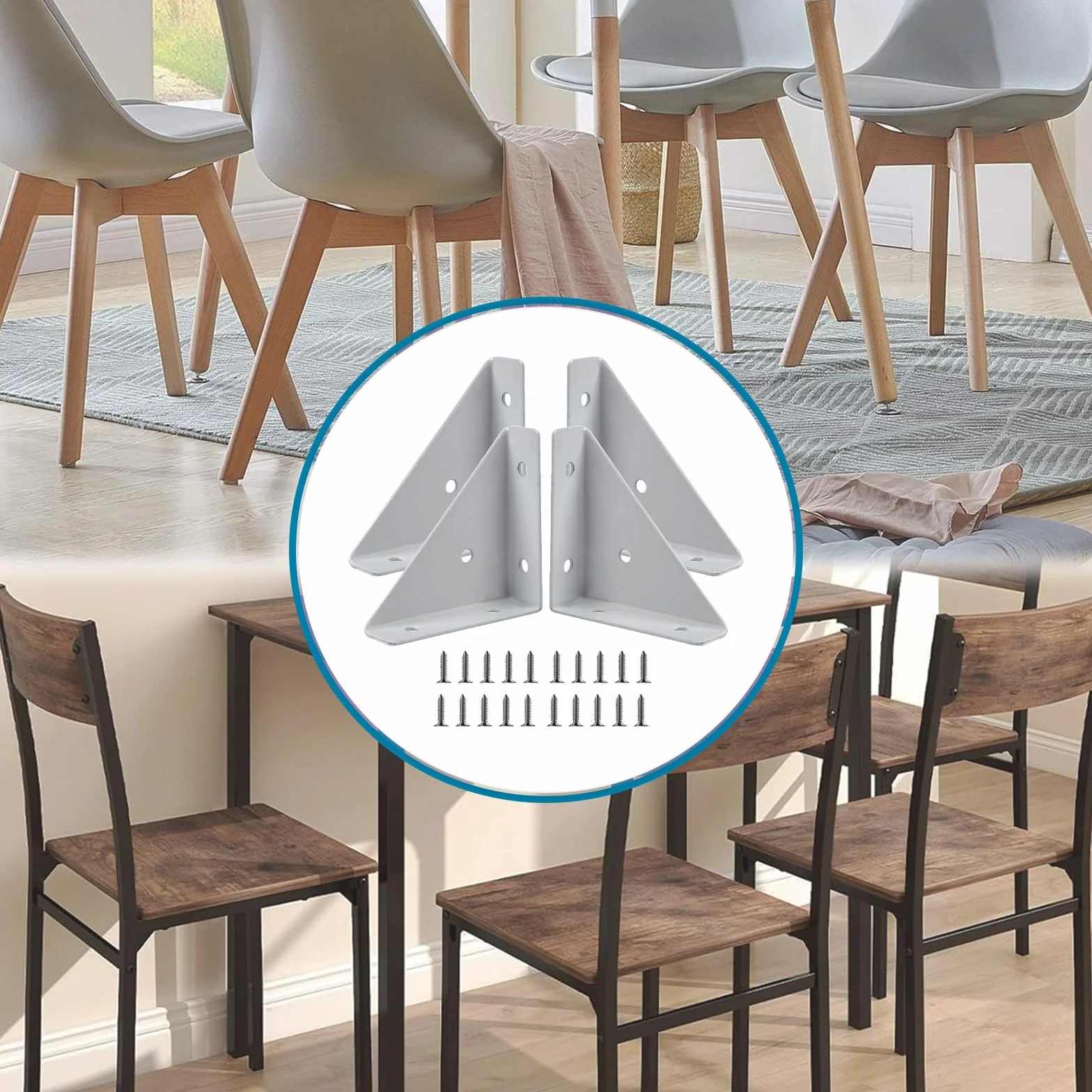 Squadrette Angolari Metallo per Legno 90° 4 Pezzi con Viti Bianco