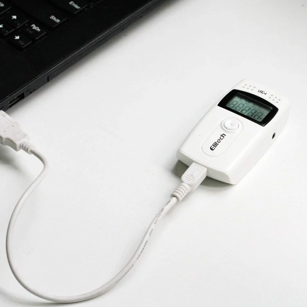 Elitech RC-4 Registratore di dati di Temperatura Letture Registratore USB con Doppi Sensori Display LCD Buzzer Allarme