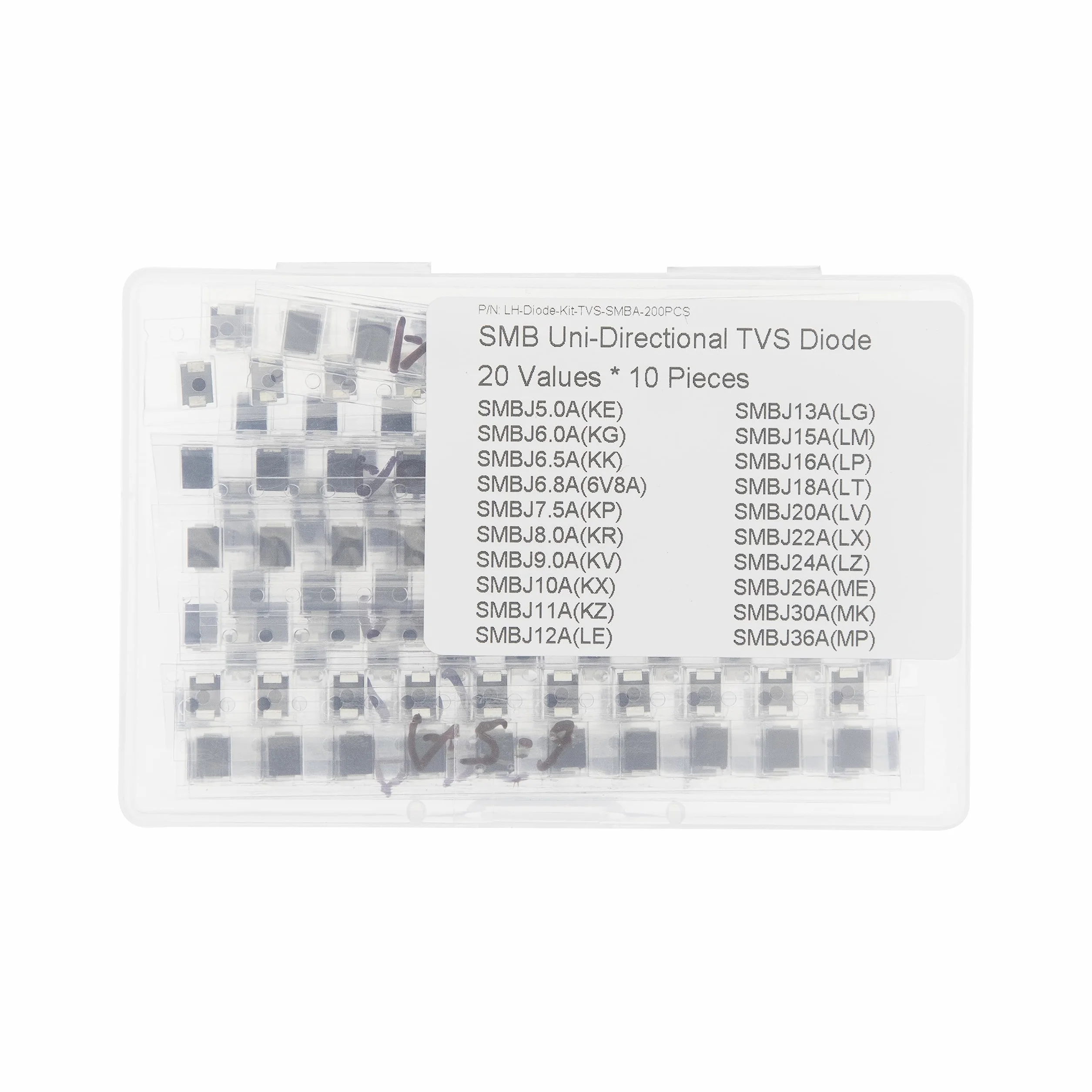 SMB 600W TVS Unidirezionale ESD Protezione Diodi Kit 200 pezzi