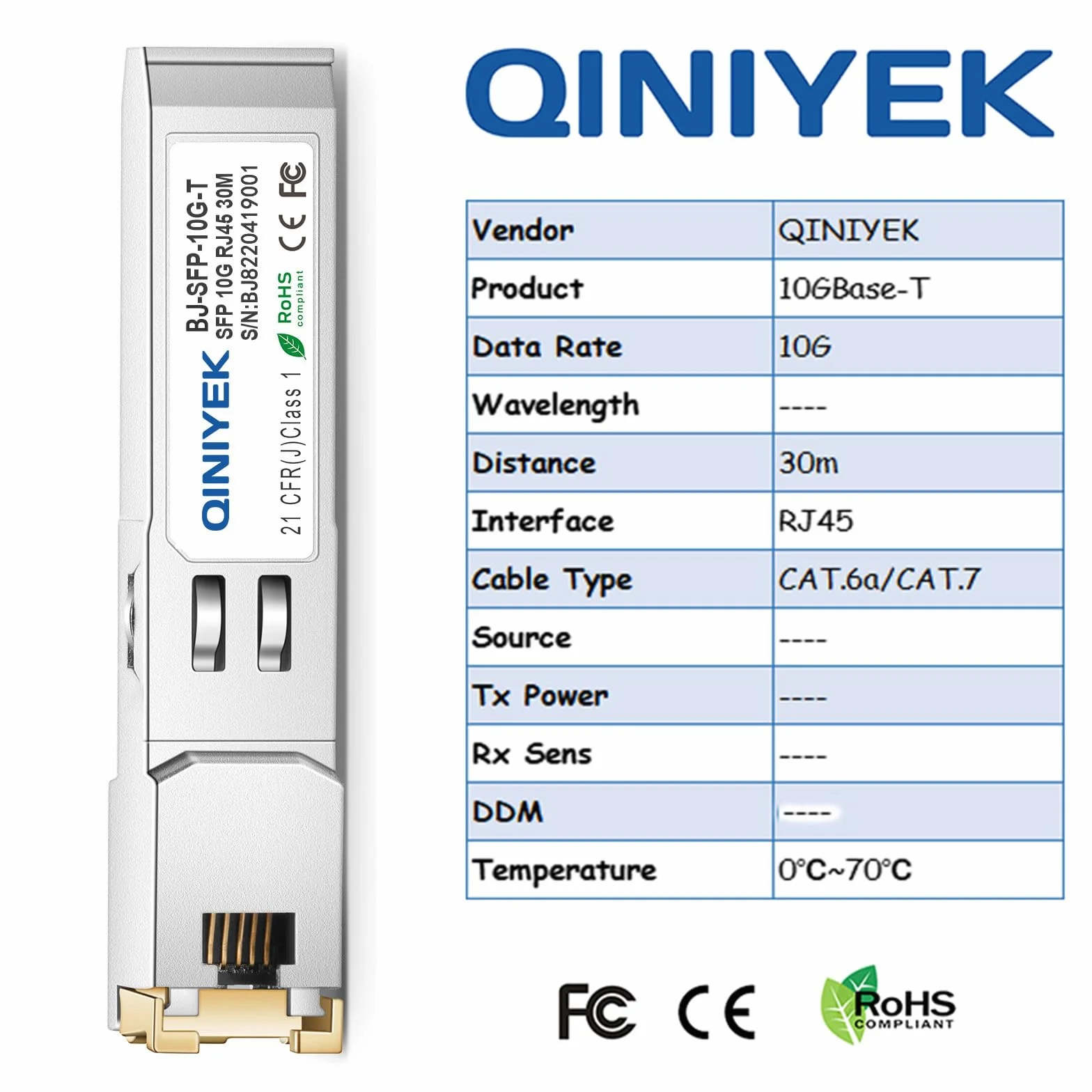 4 ricetrasmettitori SFP+ a RJ45 10 Gb 10Gbase-T compatibili Cisco Ubiquiti Unifi