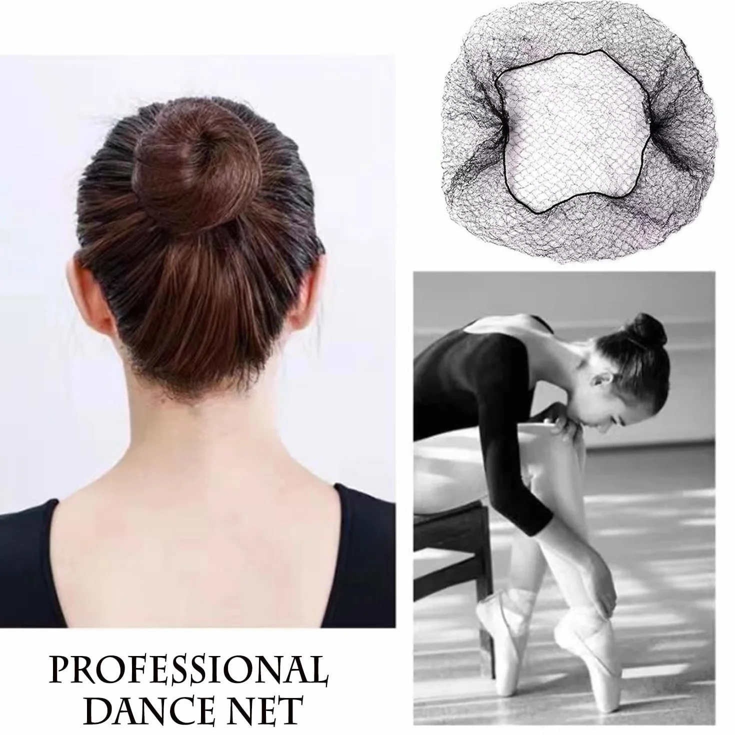 Retina Capelli Invisibile 40 Pezzi, Retina Elastica Capelli Donna per Chignon e Styling Professionale (Nero)