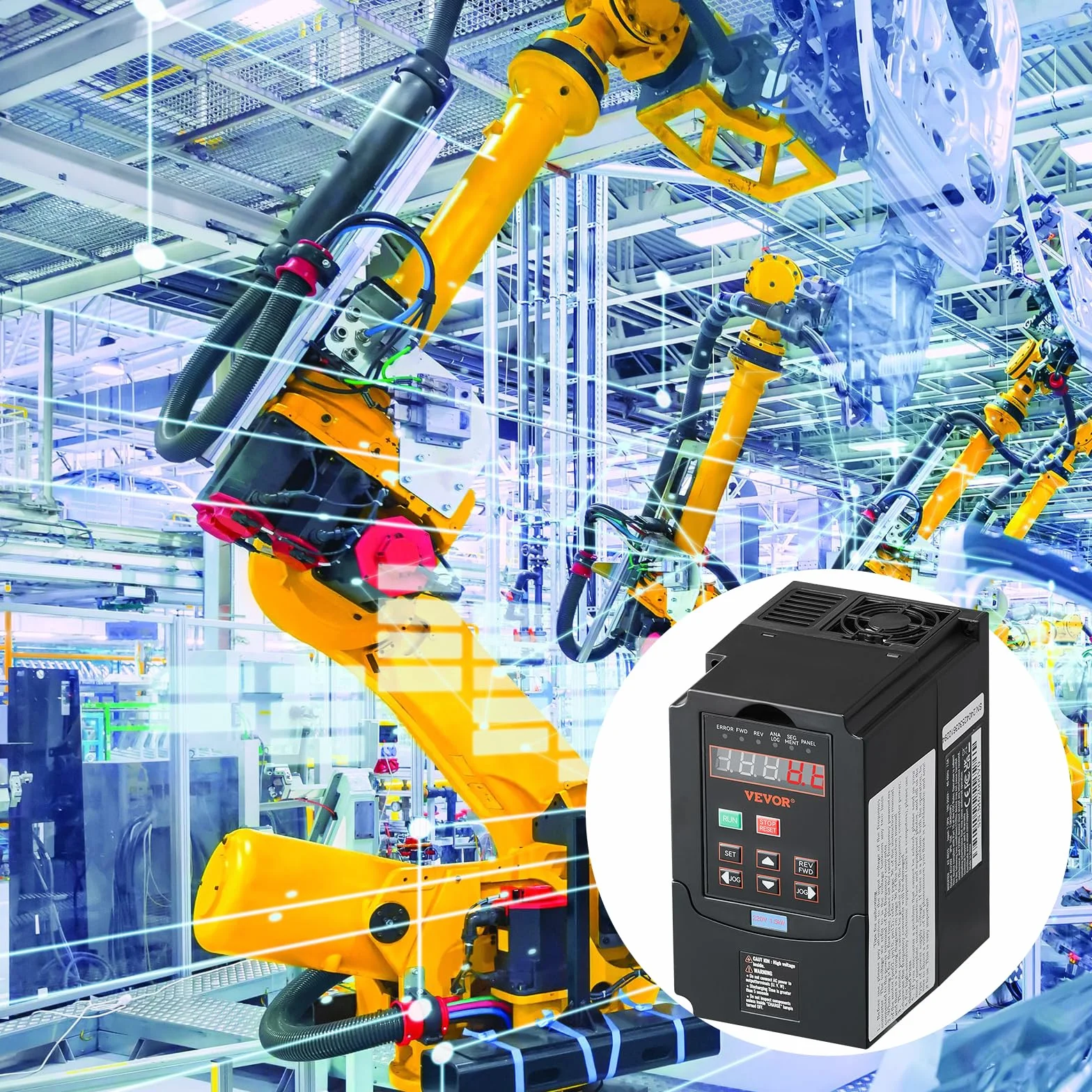VEVOR VFD 2PS, 1,5KW, 7,5A, Ingresso 220 V Monofase Trifase a Uscita 220 V Trifase Azionamento a Frequenza Variabile, Ingresso 40-60 Hz, Uscita 0-400 Hz VFD per Controllo Velocità CNC Motore Mandrino