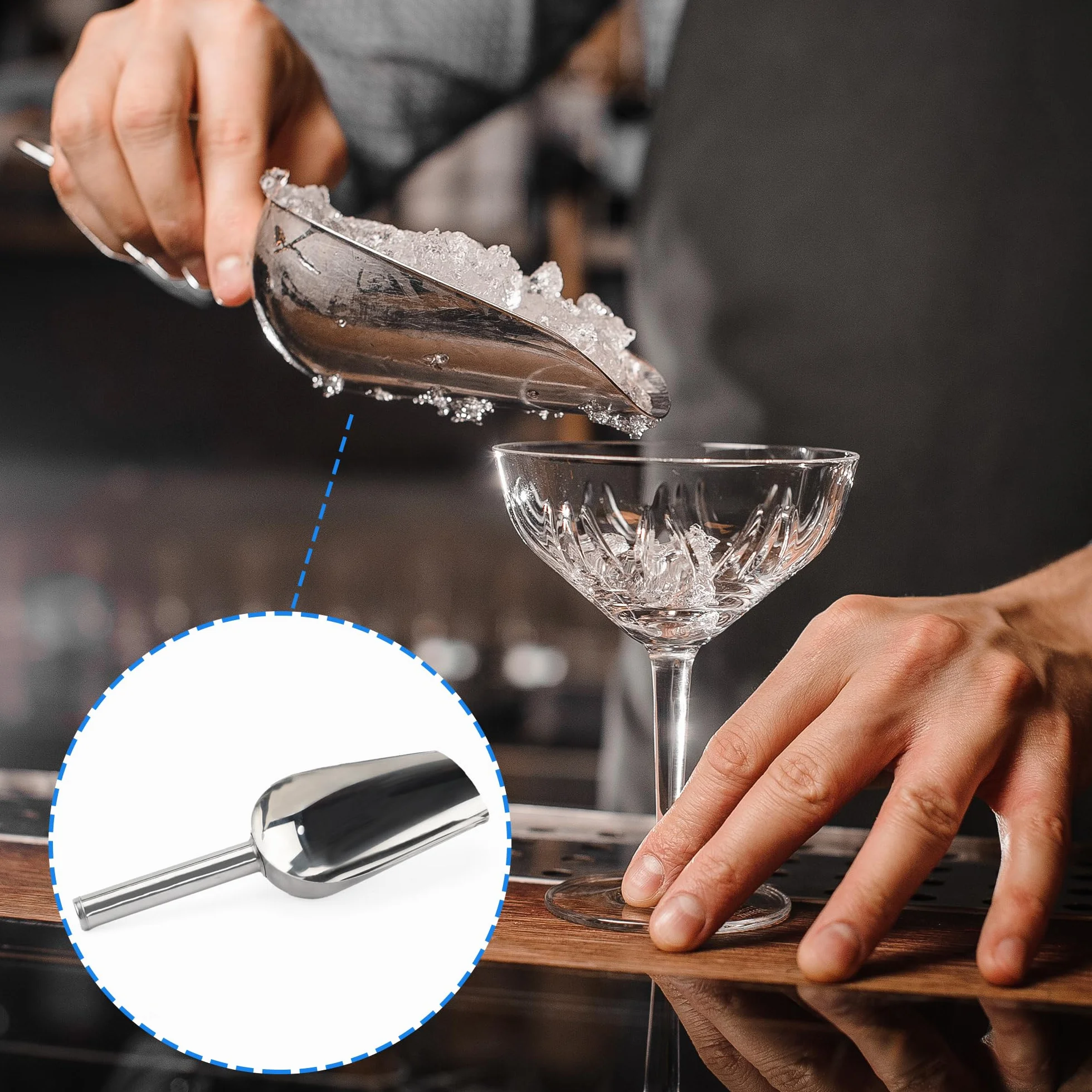Paletta per ghiaccio in acciaio inox, multiuso, in metallo, per cucina, bar, feste, matrimoni, buffet, lavabile in lavastoviglie, facile da pulire