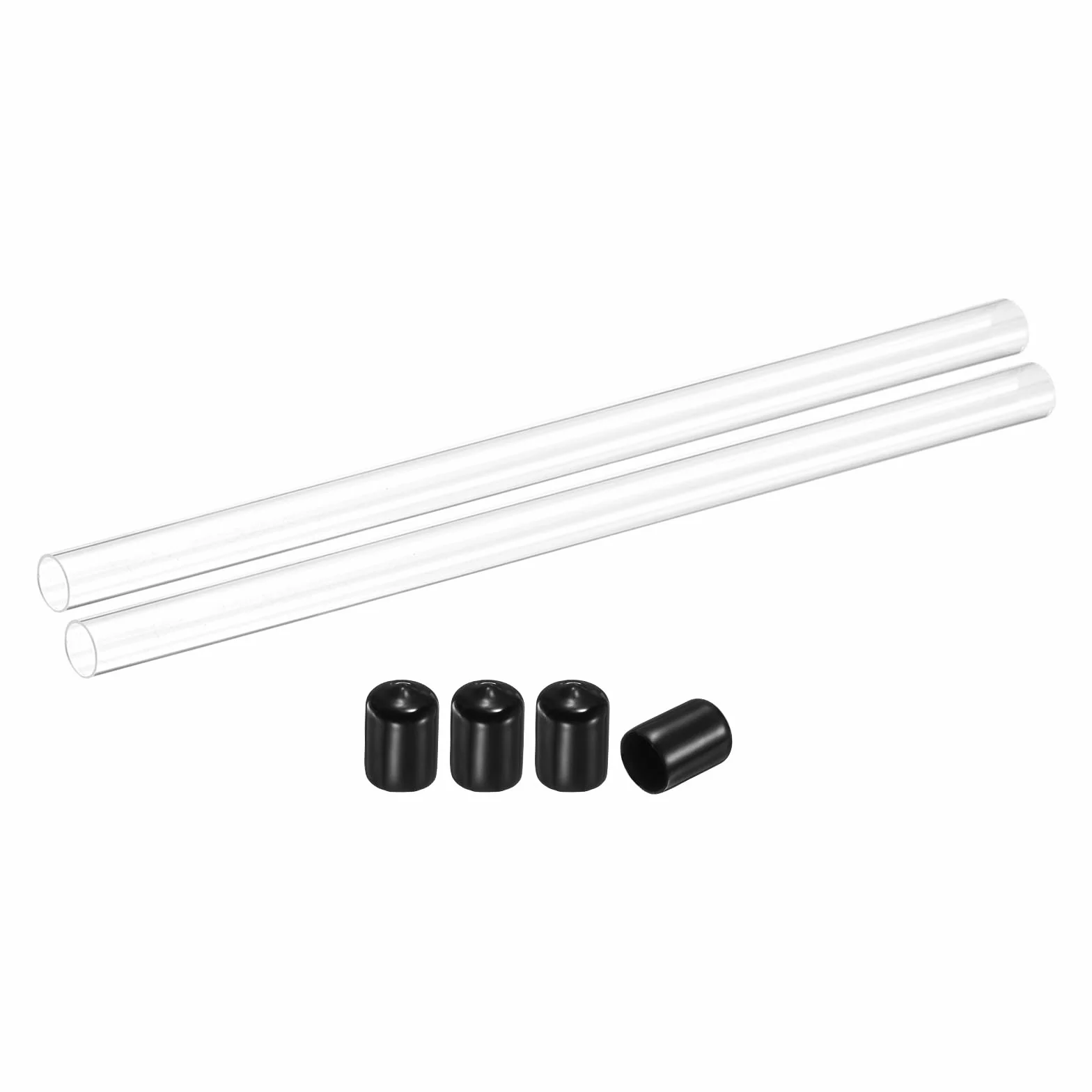 Rigid Acrylic Tube 11x15mm 30.5cm Clear Polycarbonate Pipe with Rubber Caps