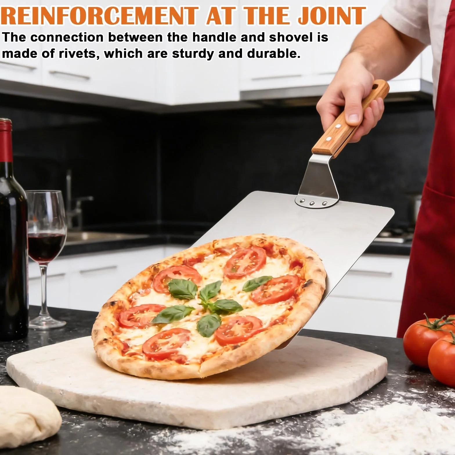 Pala per pizza, 30,5 cm, in alluminio, pala per pizza con fusto in legno, pala per pizza, pala quadrata, pala per pizze fatte in casa, forno, pane, accessori per pizza