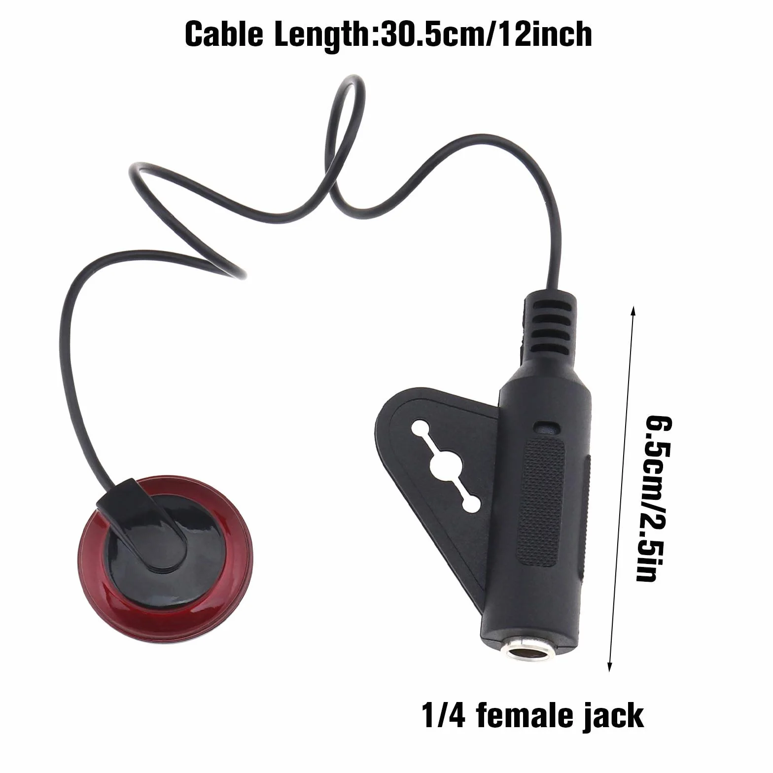 EMSea 2pcs Micro Piezo Trasduttore di Microfono a Contatto Piezoelettrico con Cavo 1/4 Femmina Jack 12 pollici Adesivo per Chitarra Banjo Ukulele Violino Mandolino Violoncello Arpe Kalimba
