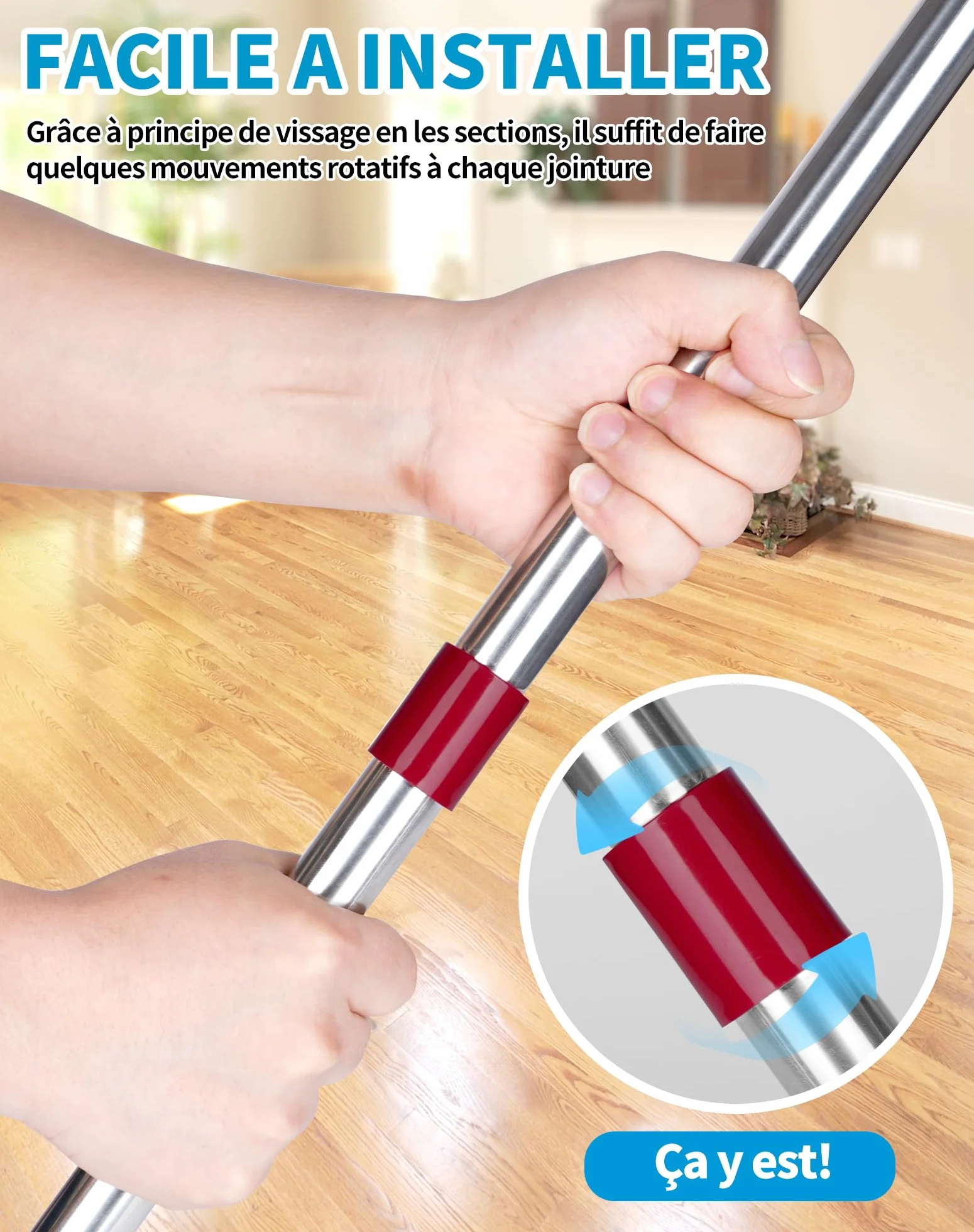 SOSALUK Manico per scopa compatibile con Vileda Easy Wring and Clean Turbo 76 cm-148 cm, manico in mocio per Vileda Turbo regolabile
