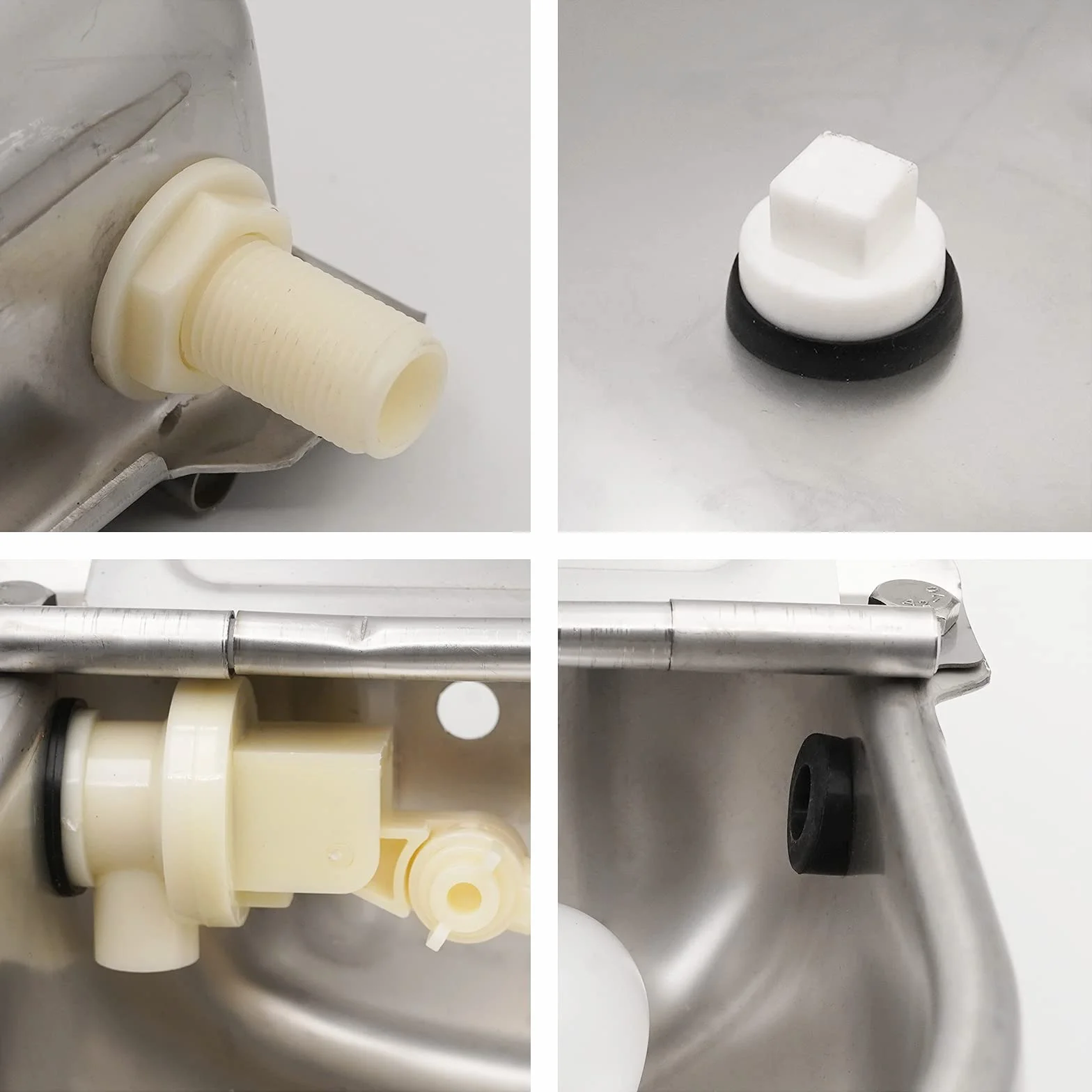 Abbeveratoio Automatico in Acciaio Inox 2 Valvole a Galleggiante Regolabili Tappo di Scarico per Animali
