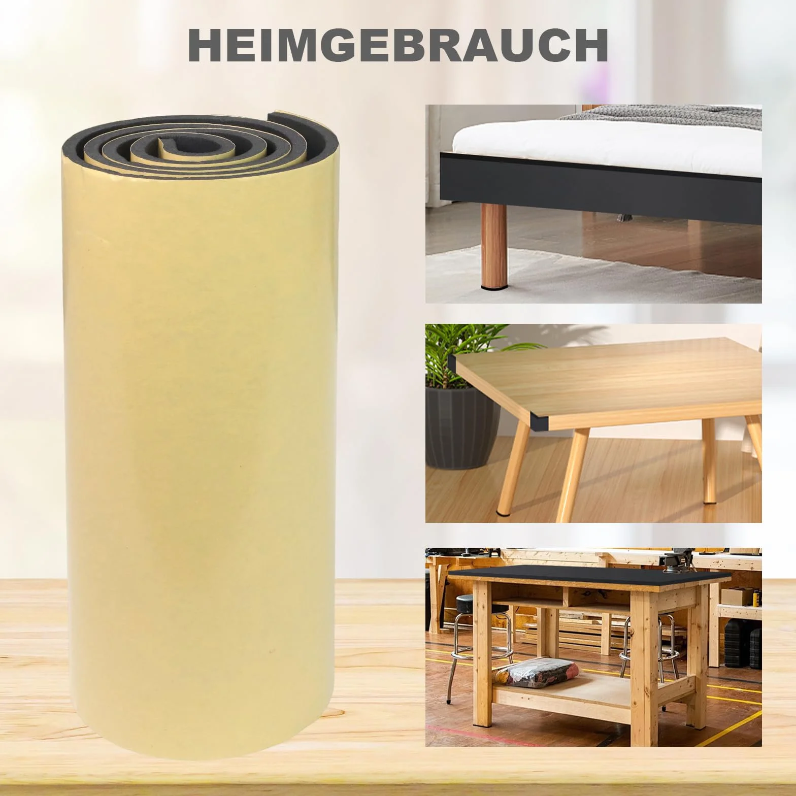 Neoprene foam sheet self-adhesive 300mm x 12mm x 1.5m roll soundproofing