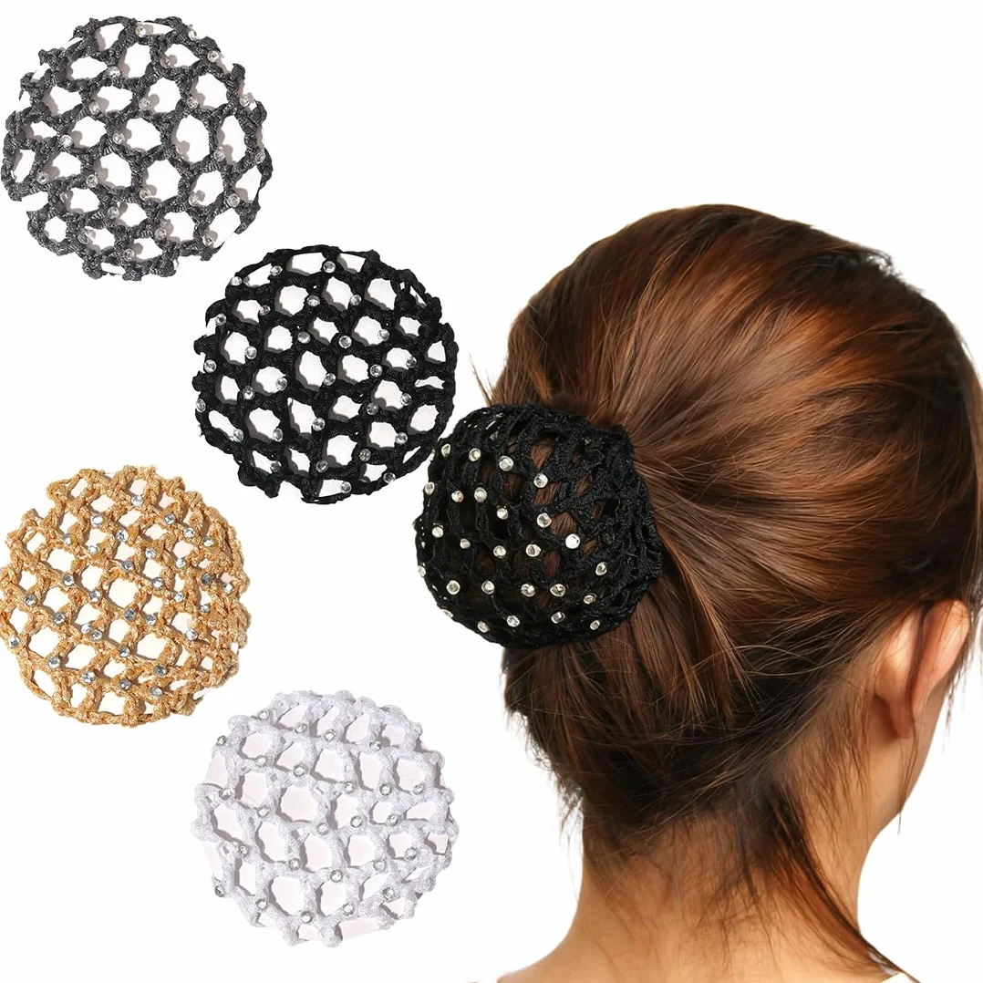 Retine per Capelli Chignon Elastiche Invisibili 4 Pezzi per Capelli Lunghi