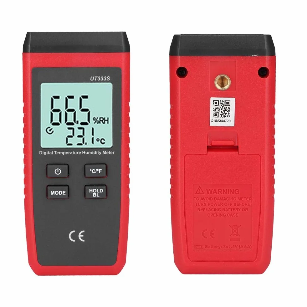 UT333S Termometro Digitale Portatile Alta Precisione Misuratore di Umidità con Sonda a Molla Retrattile