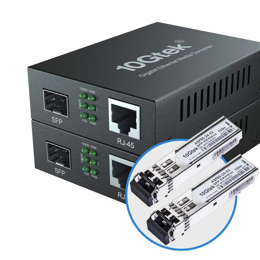 10Gtek Gigabit Ethernet Media Converter 1Gb SFP SX Multimodale Modulo RJ45 1000Base-SX 850nm 550m