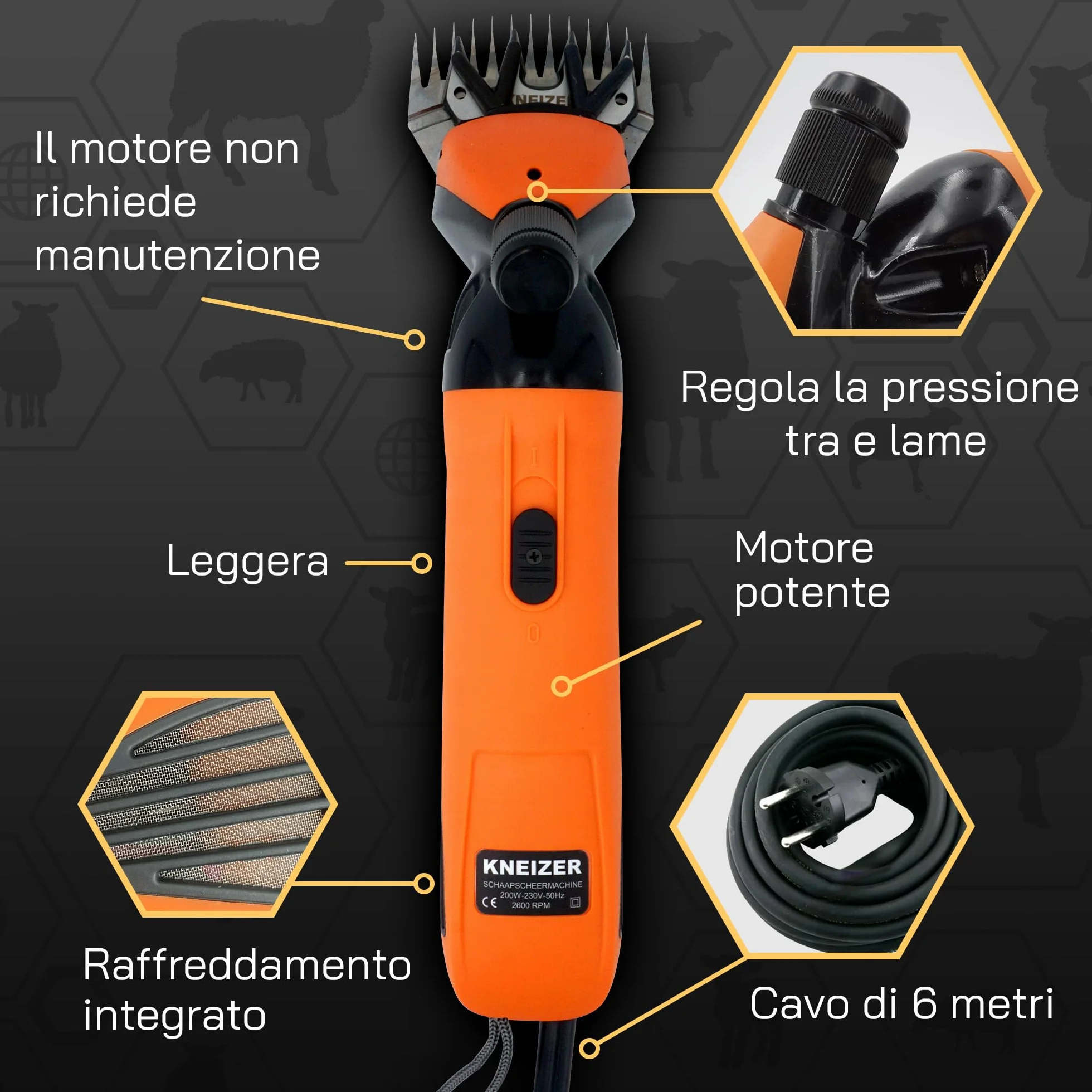 Tosatrice Elettrica per Pecore con Lame Intercambiabili Motore Potente