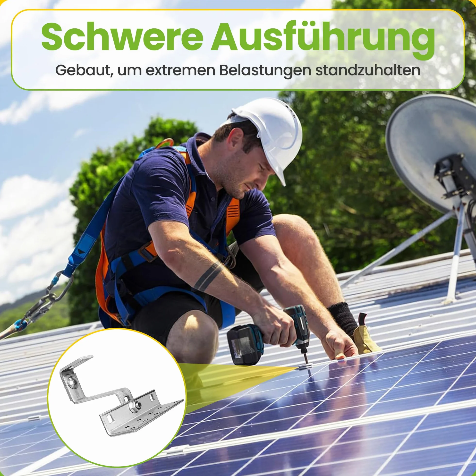 Offgridtec Gancio da tetto inox regolabile 3 direzioni acciaio 5 mm 45–60 mm per tegole scandole alluminio 4x4