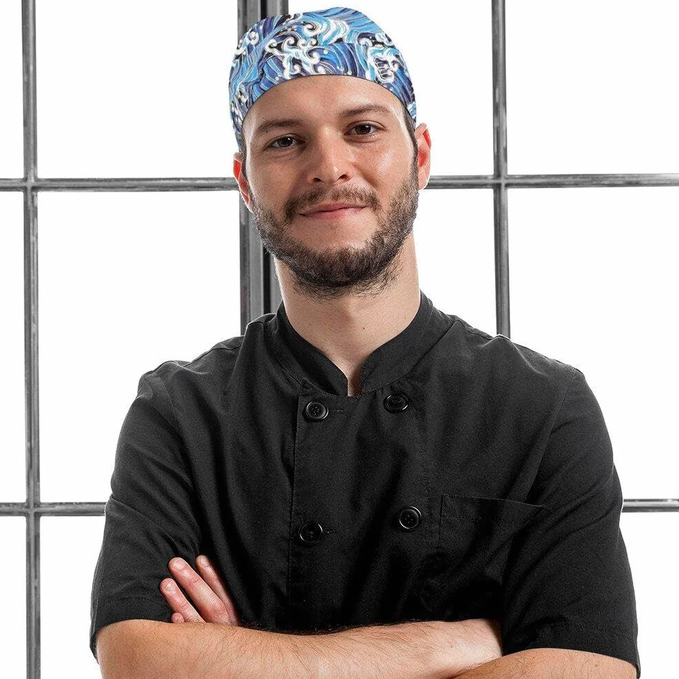 Cappello Cuoco Giapponese Regolabile Bandana Chef Berretto Teschio Cucina Traspirante