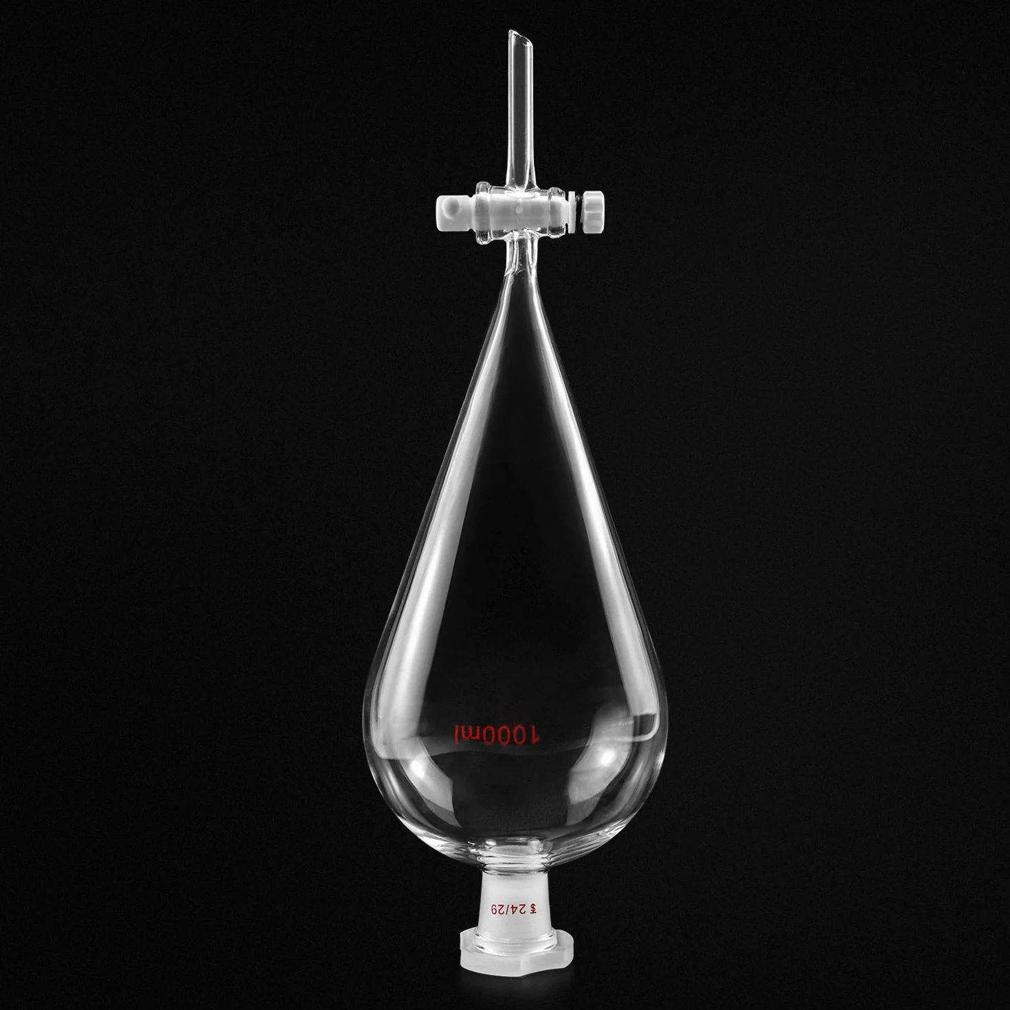QWORK® Imbuto Separatore Conico in Vetro Borosilicato con giunti 24/29 e Rubinetto di Chiusura in in PTFE, Separatory Funnel Imbuto da Laboratorio - 1000ml